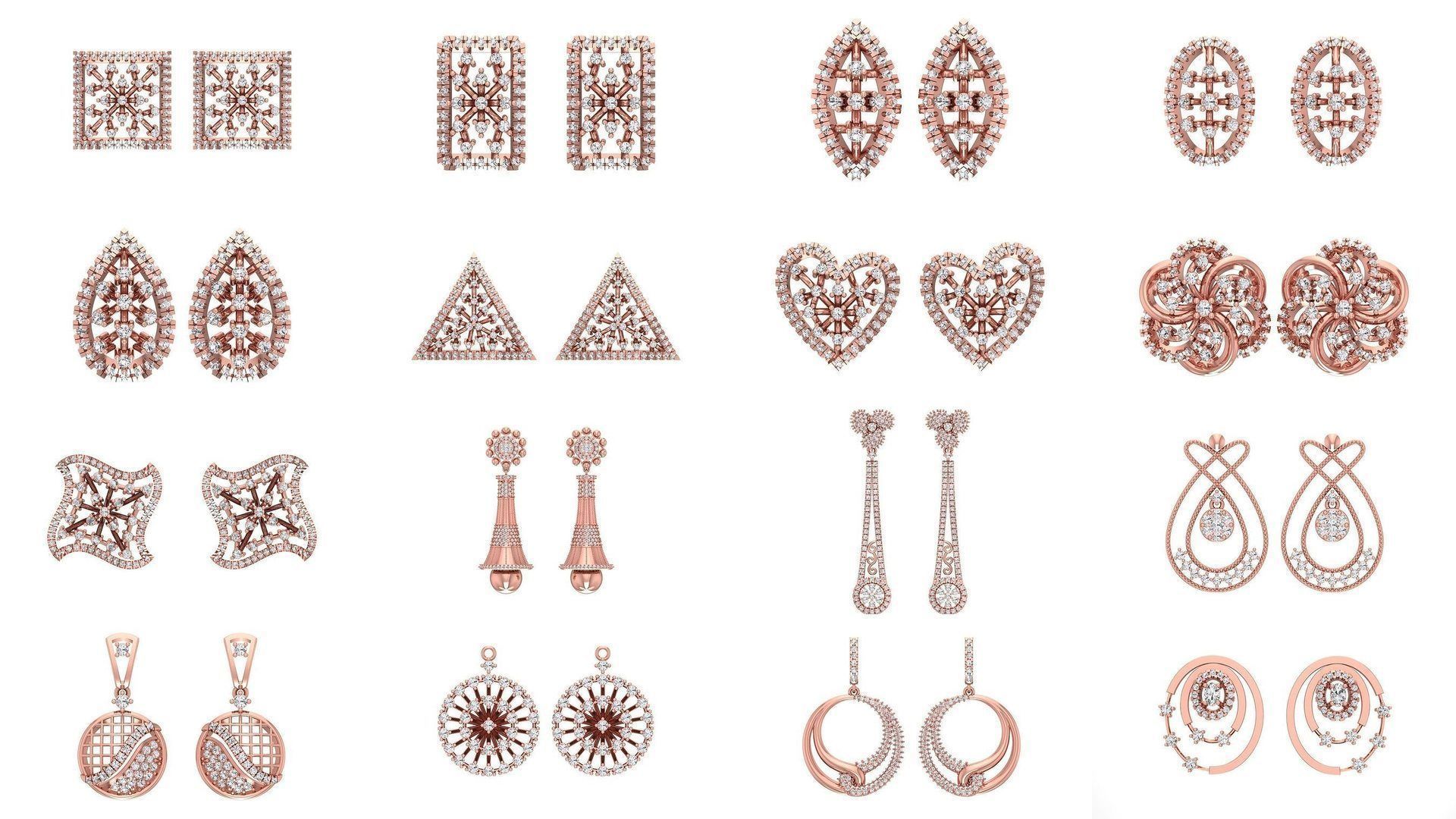 1030 Women Earrings 3dm STL OBJ FBX Renders Details Collection _43