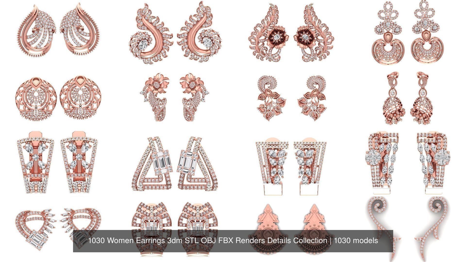1030 Women Earrings 3dm STL OBJ FBX Renders Details Collection _84