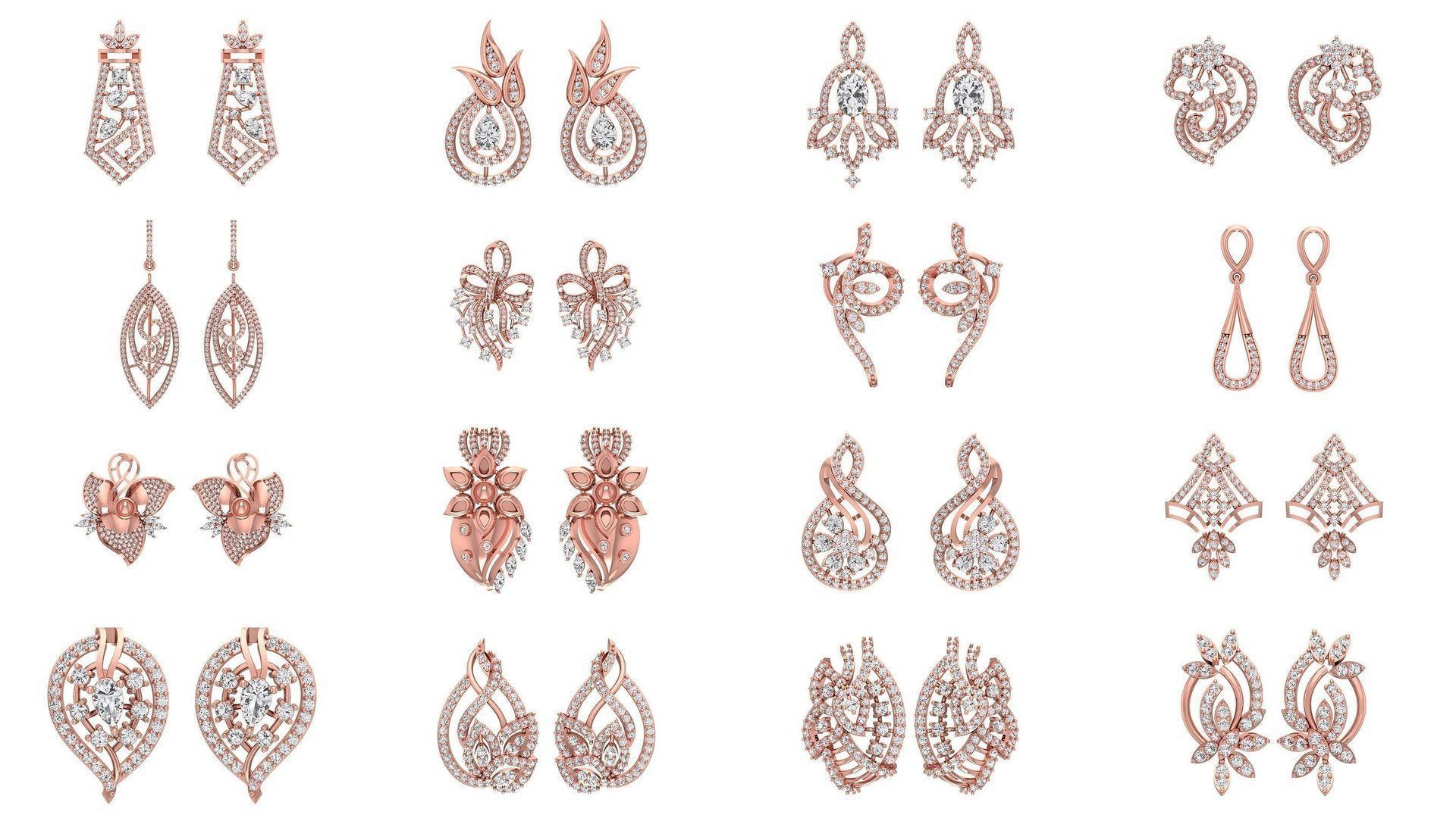 1030 Women Earrings 3dm STL OBJ FBX Renders Details Collection _123