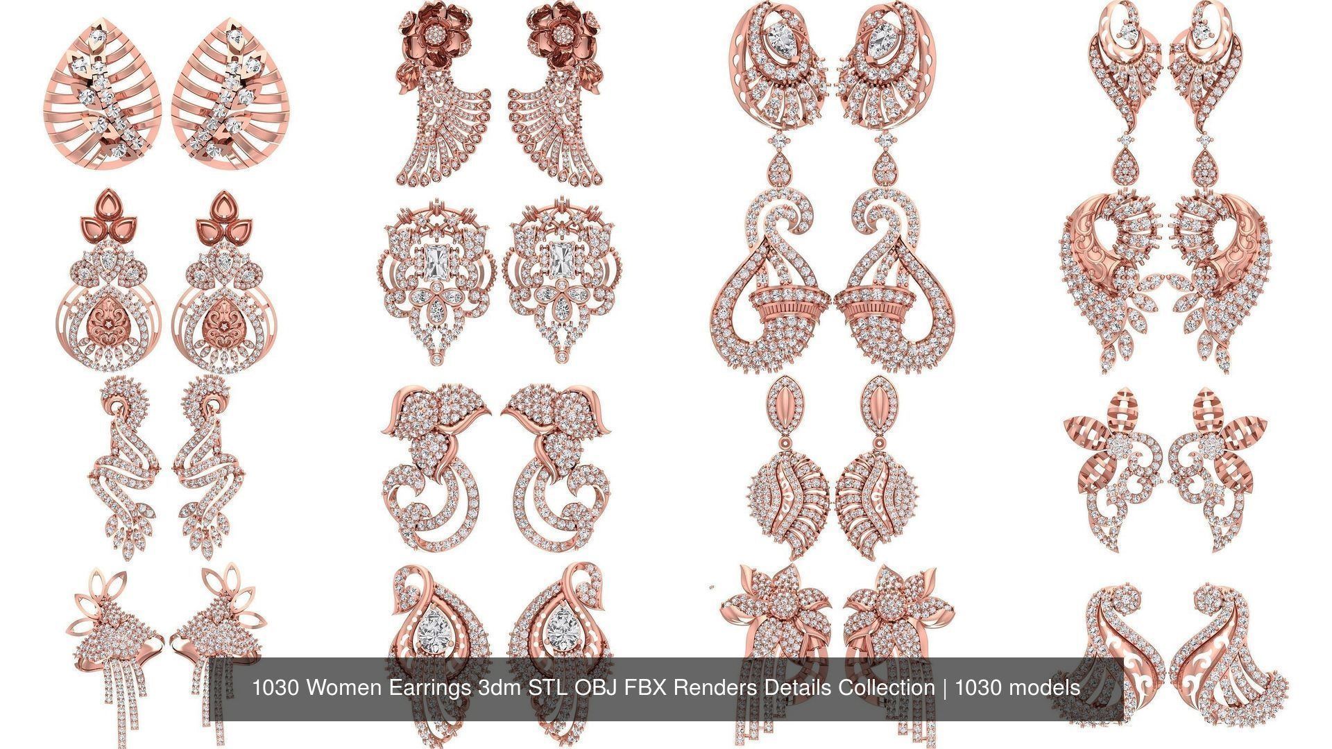1030 Women Earrings 3dm STL OBJ FBX Renders Details Collection _82