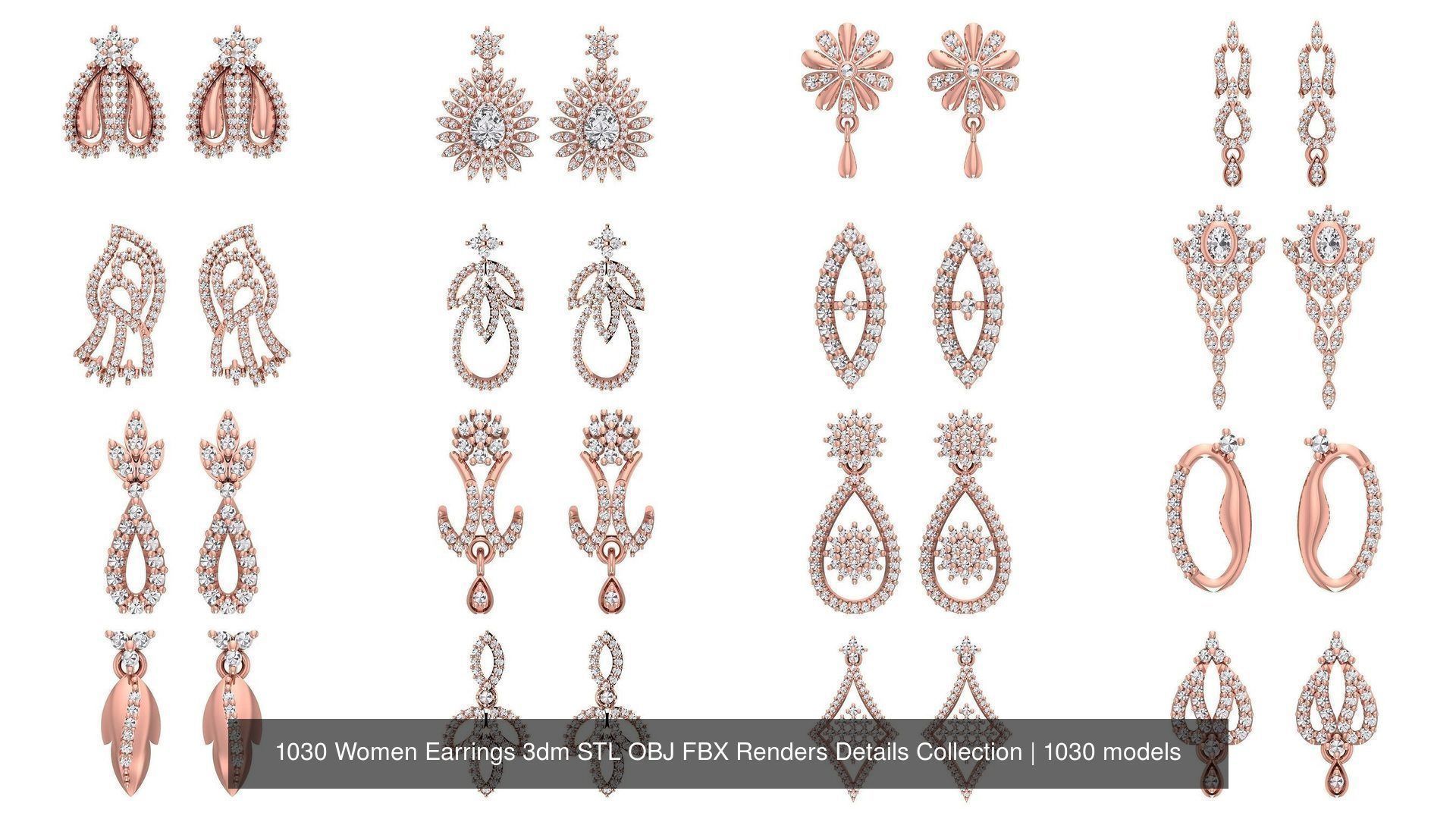 1030 Women Earrings 3dm STL OBJ FBX Renders Details Collection _126