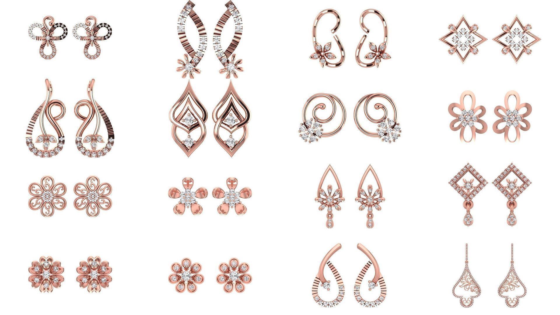 1030 Women Earrings 3dm STL OBJ FBX Renders Details Collection _75