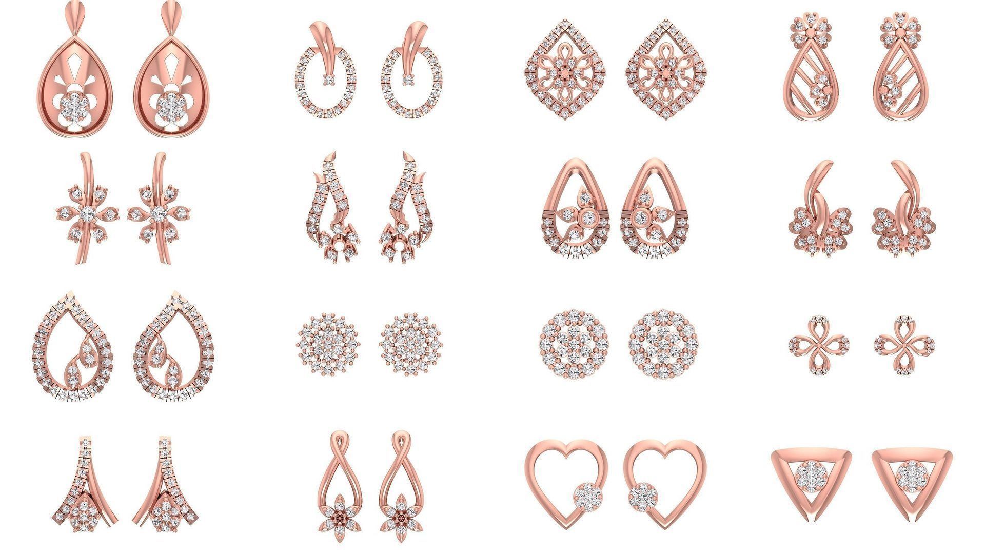 1030 Women Earrings 3dm STL OBJ FBX Renders Details Collection _55