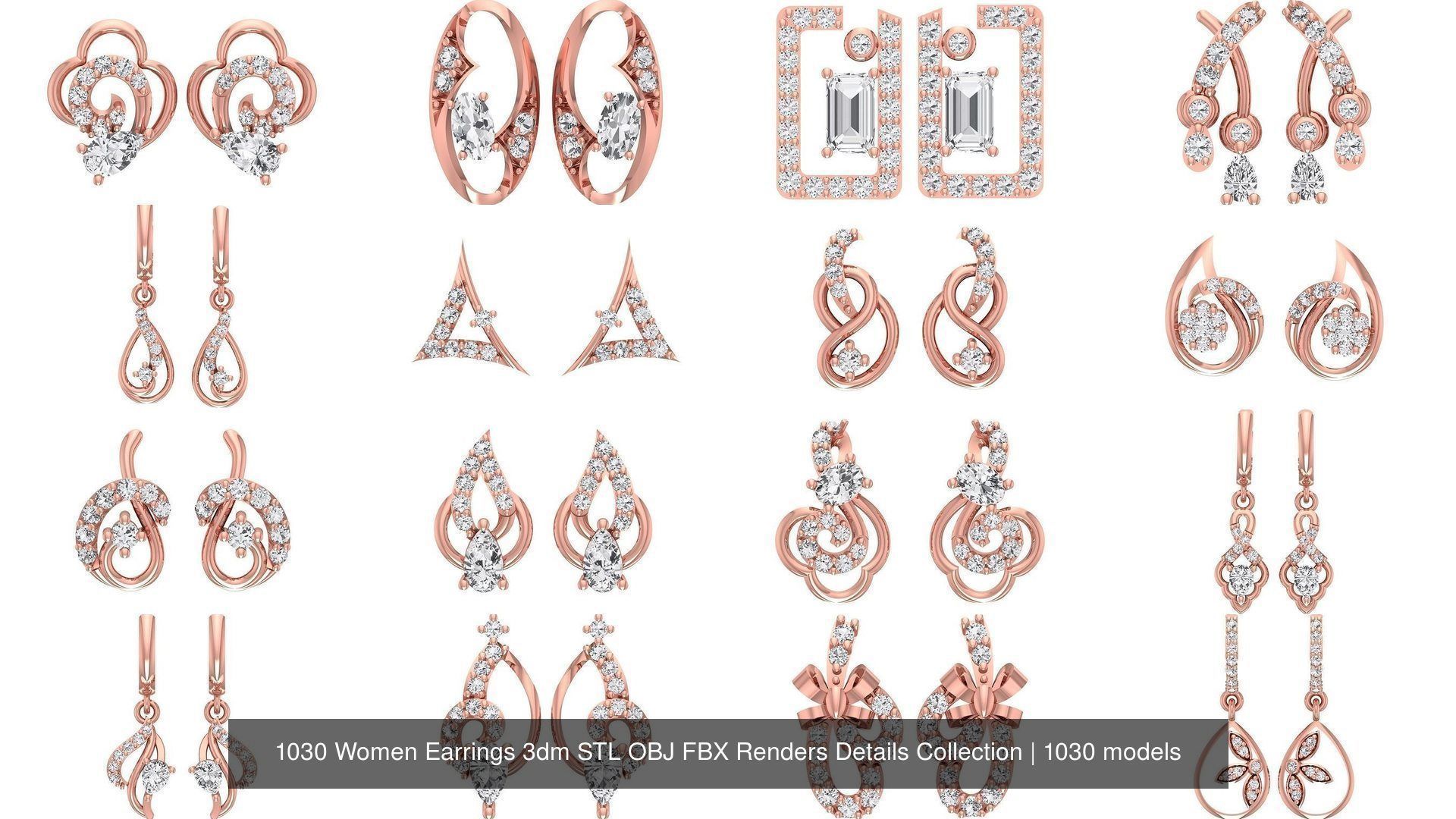 1030 Women Earrings 3dm STL OBJ FBX Renders Details Collection _114