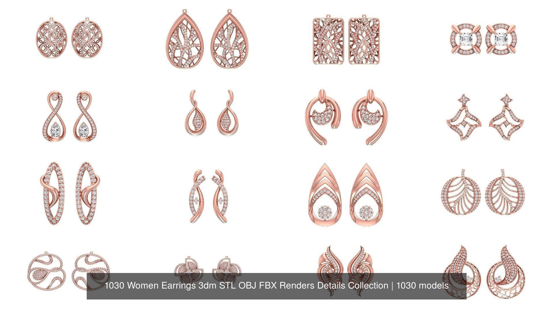 1030 Women Earrings 3dm STL OBJ FBX Renders Details Collection _18