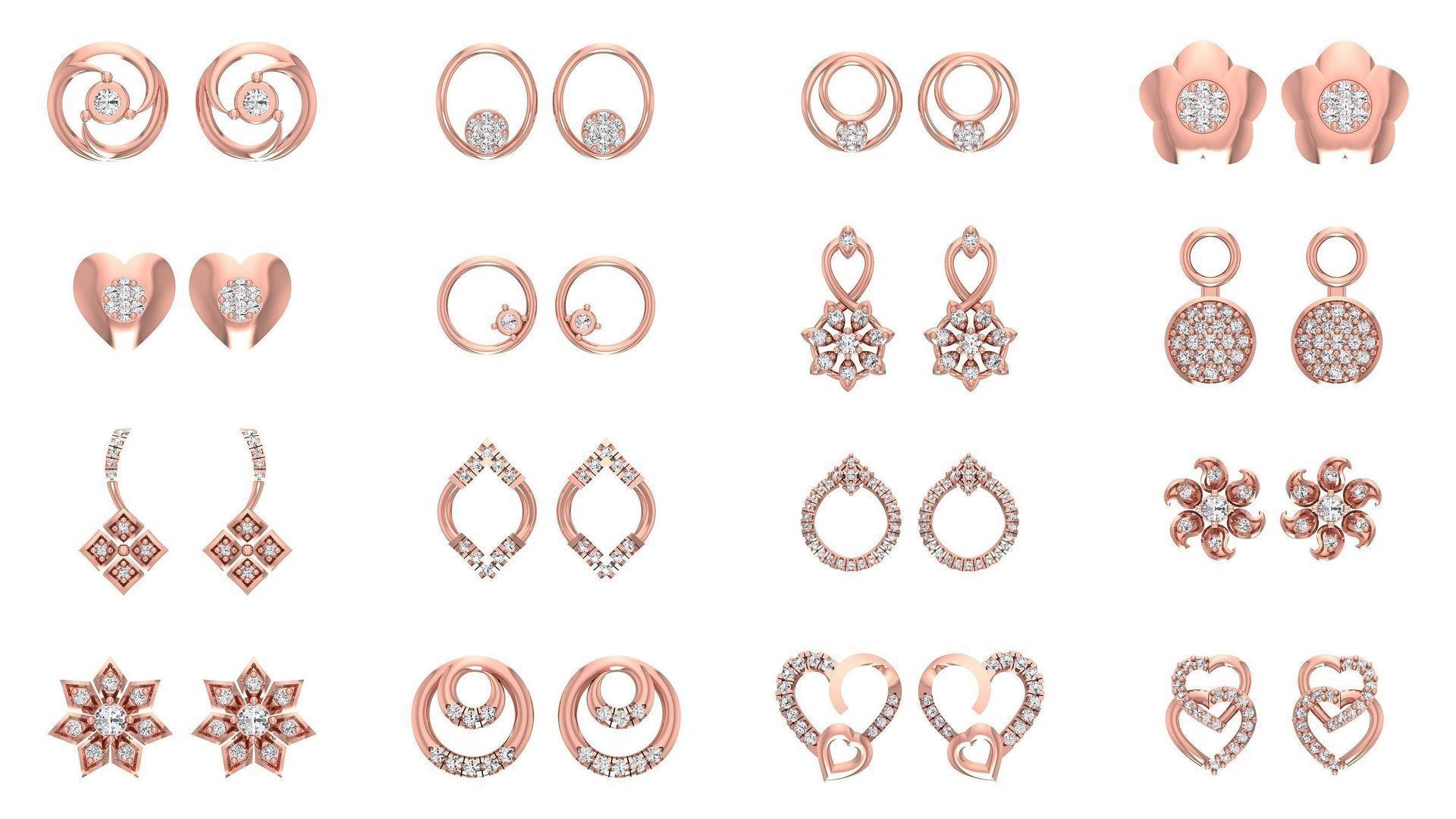 1030 Women Earrings 3dm STL OBJ FBX Renders Details Collection _59