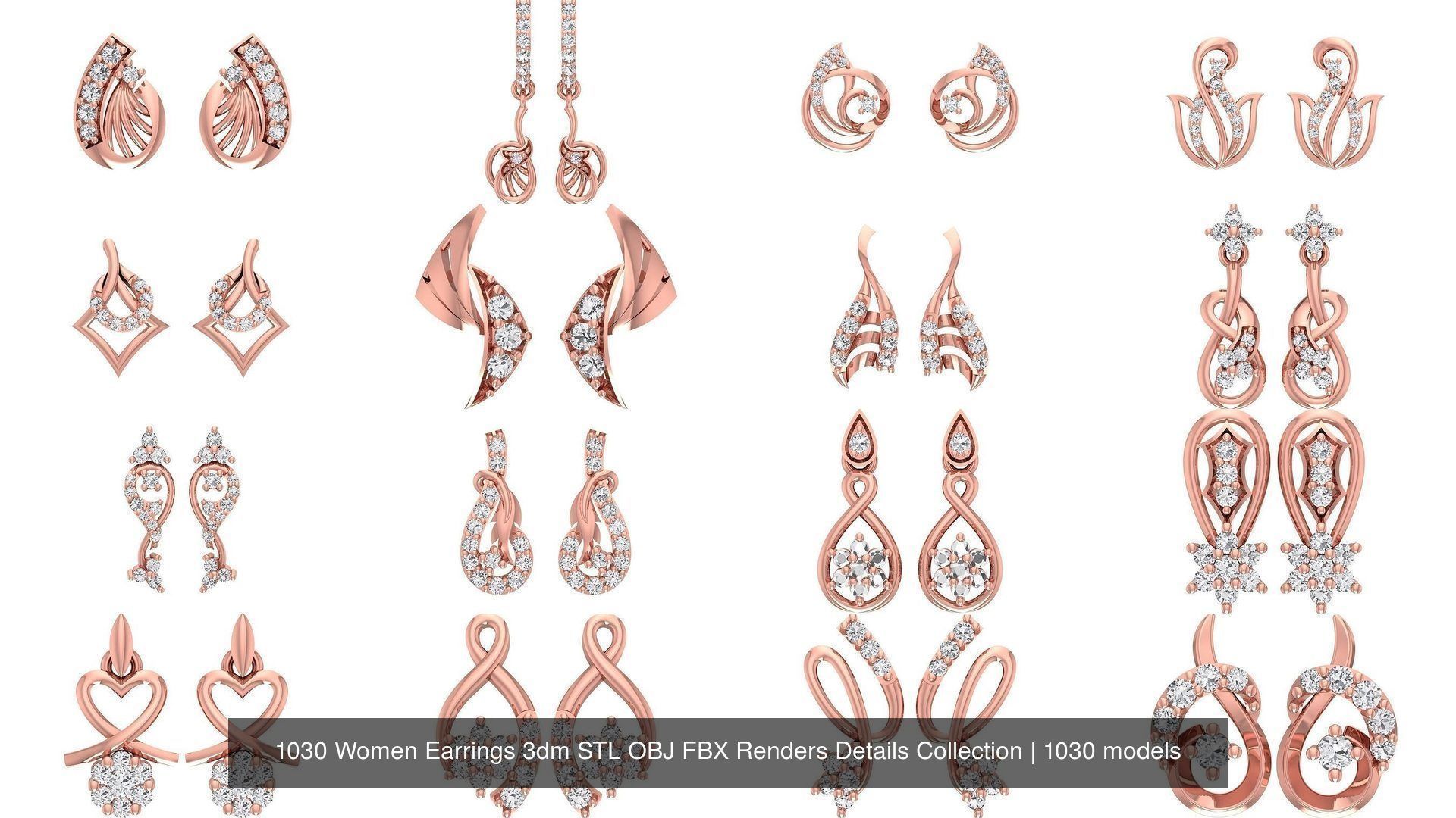 1030 Women Earrings 3dm STL OBJ FBX Renders Details Collection _108