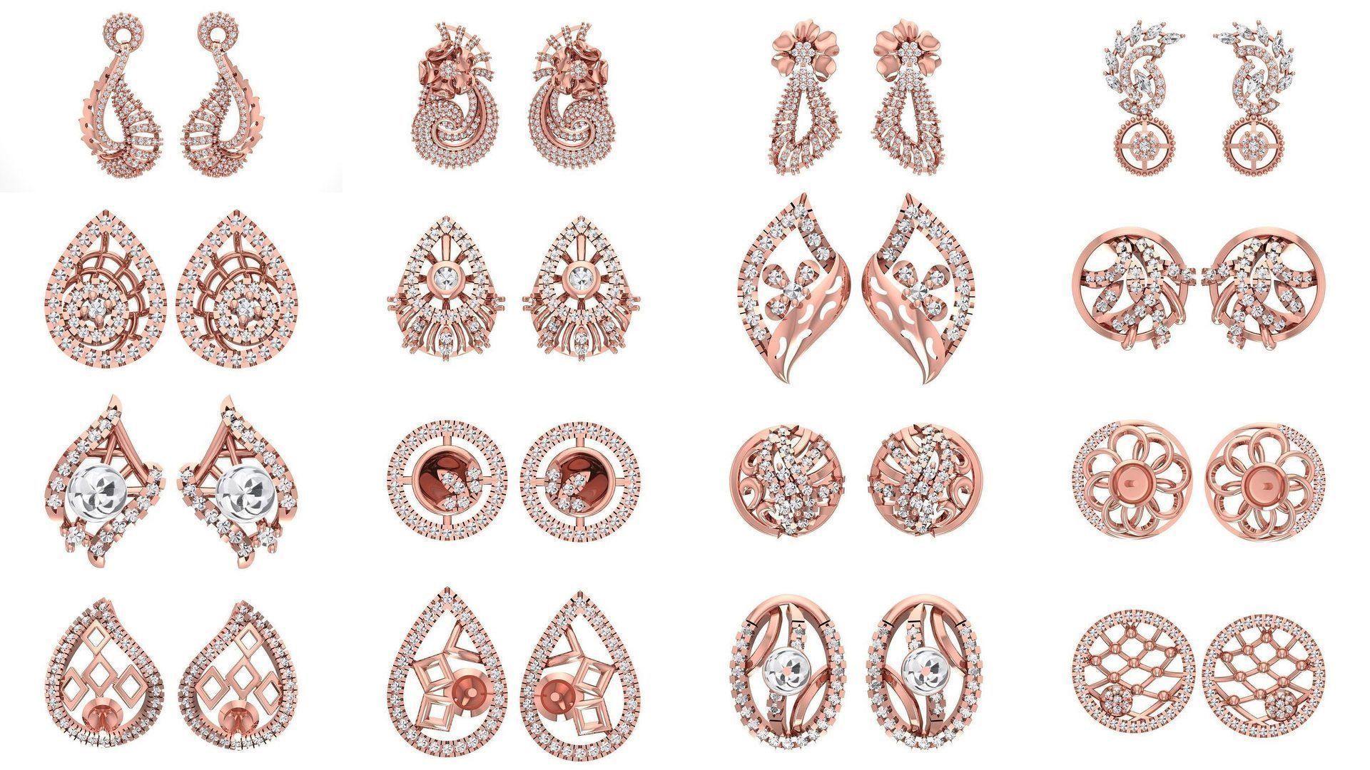 1030 Women Earrings 3dm STL OBJ FBX Renders Details Collection _130