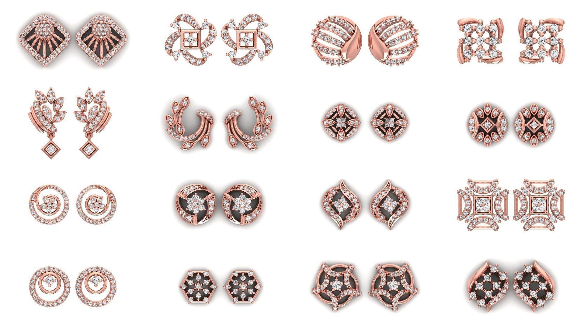 1030 Women Earrings 3dm STL OBJ FBX Renders Details Collection _3