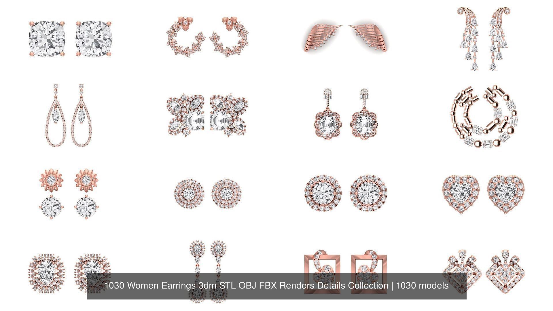 1030 Women Earrings 3dm STL OBJ FBX Renders Details Collection _28