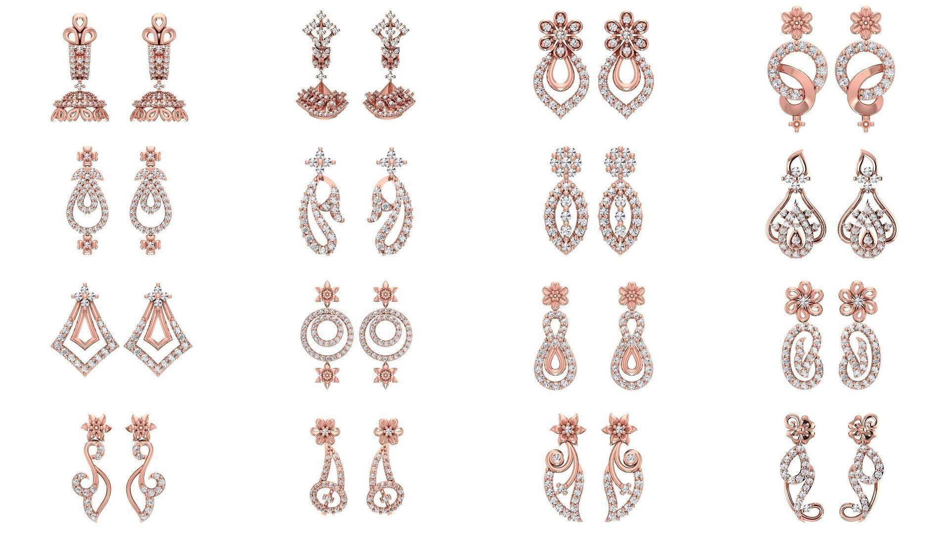 1030 Women Earrings 3dm STL OBJ FBX Renders Details Collection _146