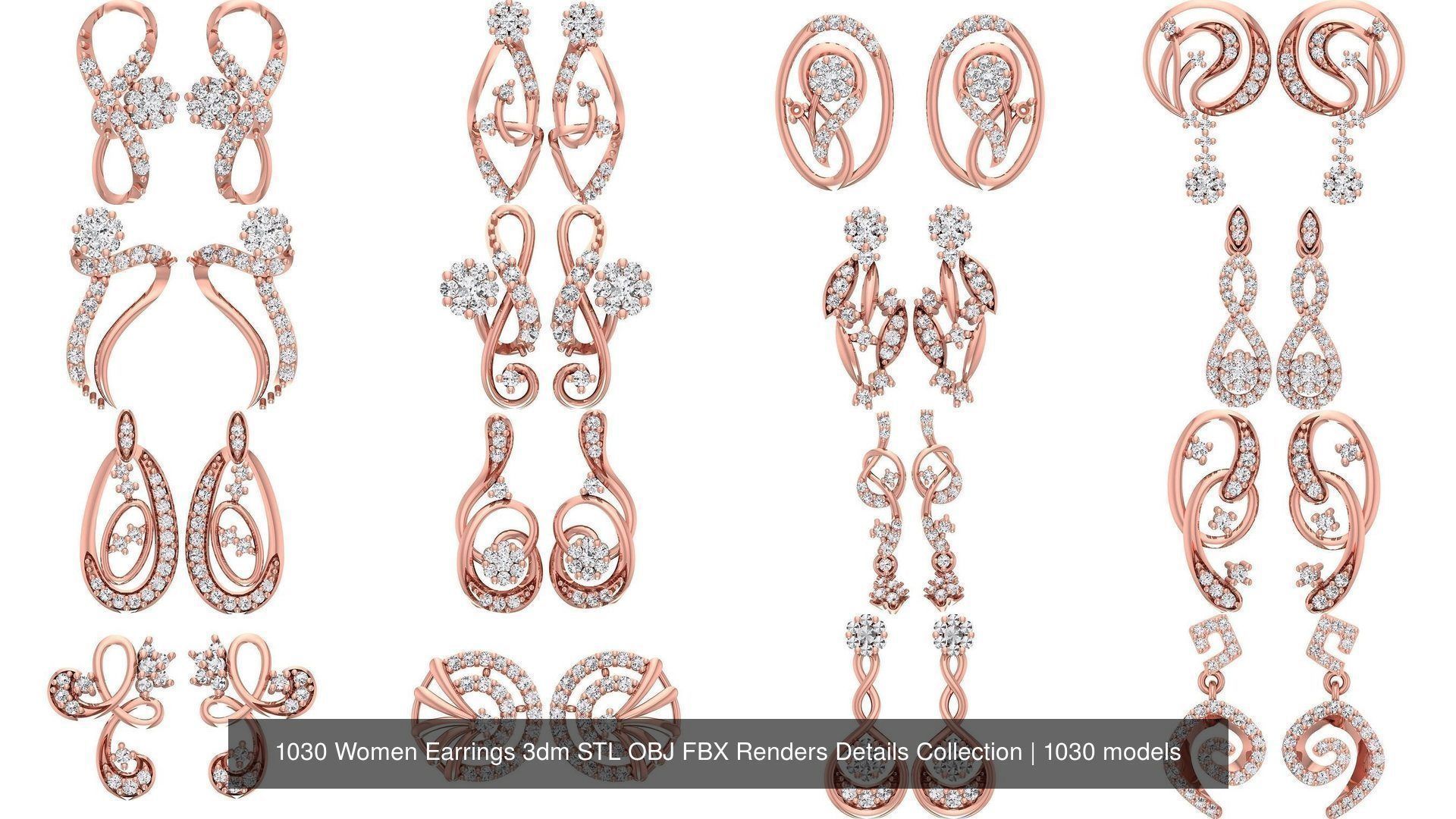 1030 Women Earrings 3dm STL OBJ FBX Renders Details Collection _106