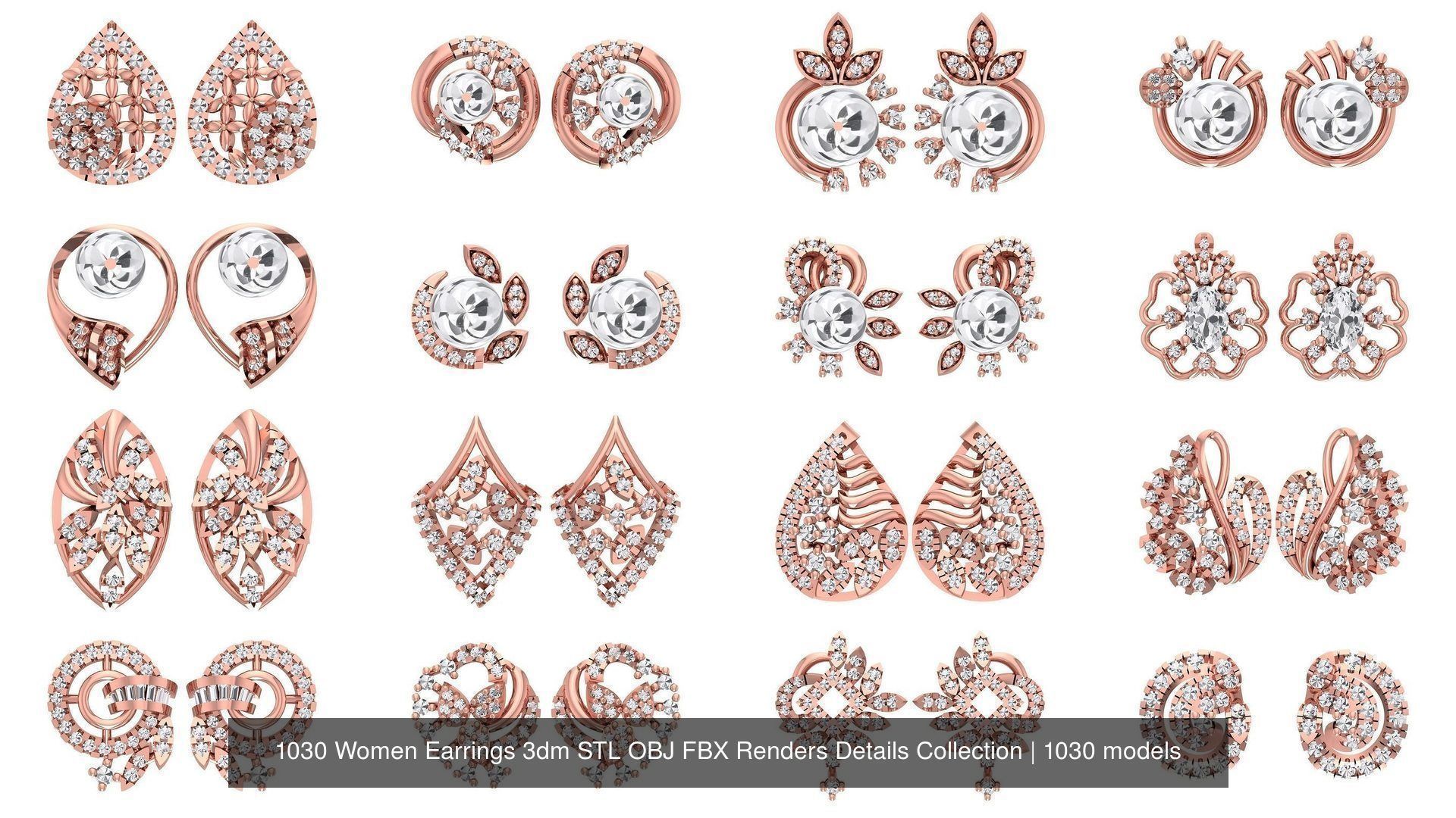 1030 Women Earrings 3dm STL OBJ FBX Renders Details Collection _80