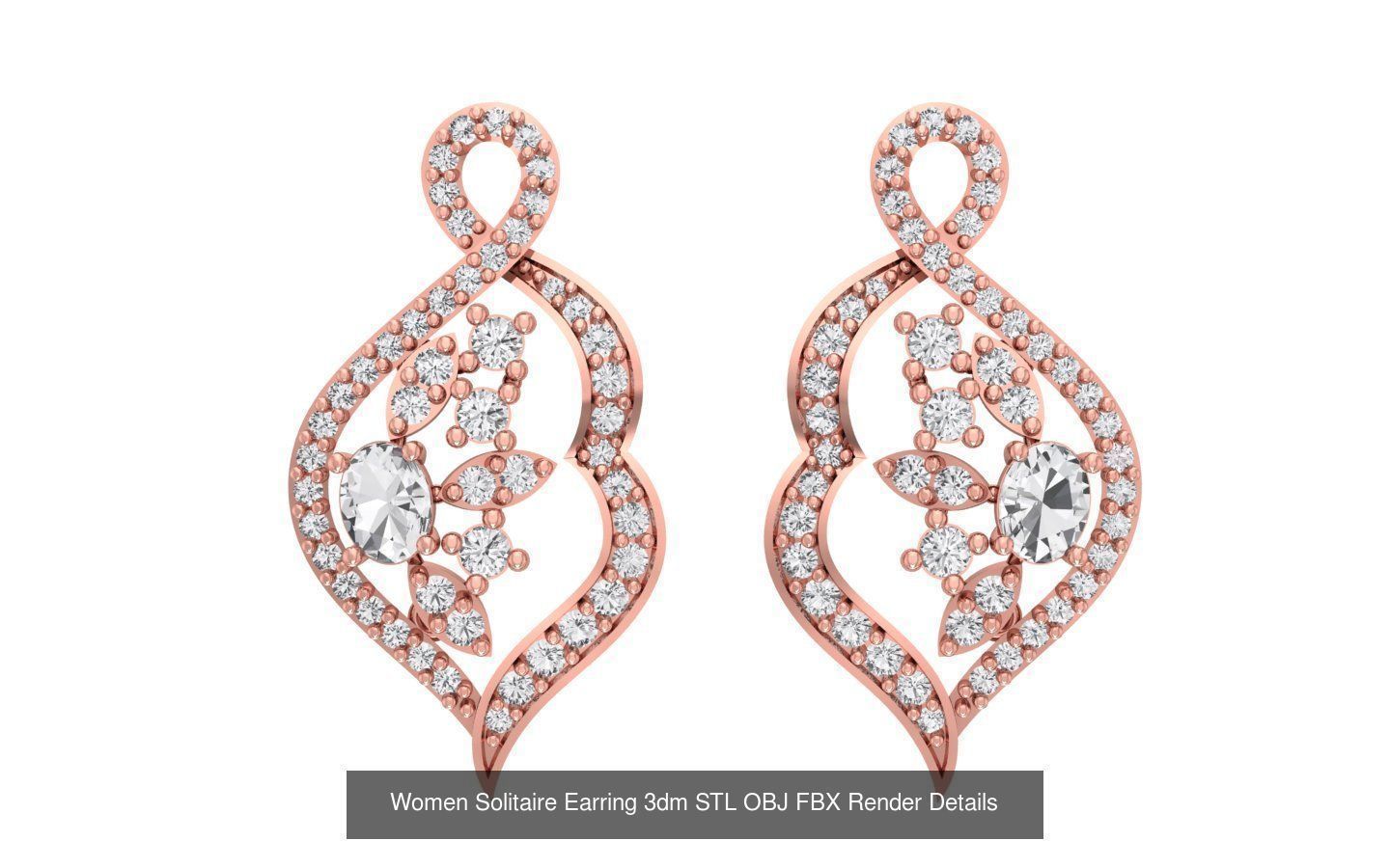1030 Women Earrings 3dm STL OBJ FBX Renders Details Collection _160
