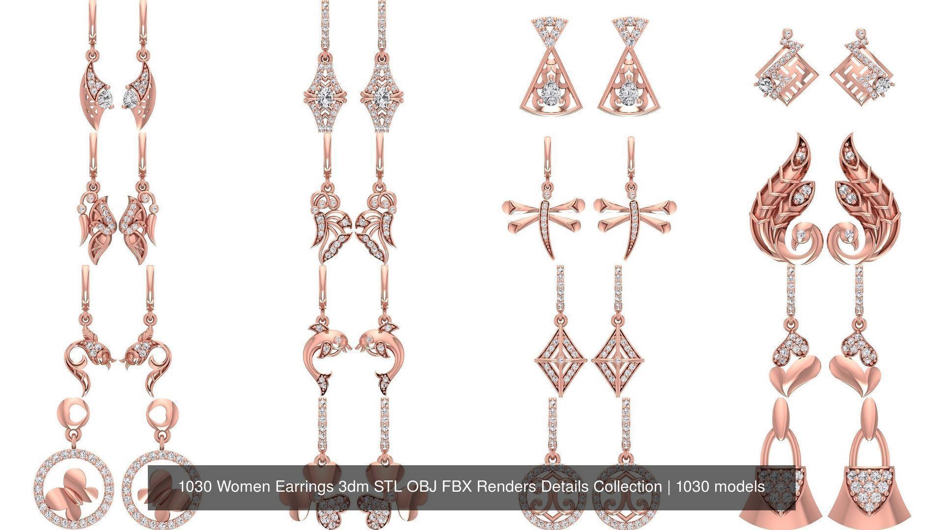 1030 Women Earrings 3dm STL OBJ FBX Renders Details Collection _120