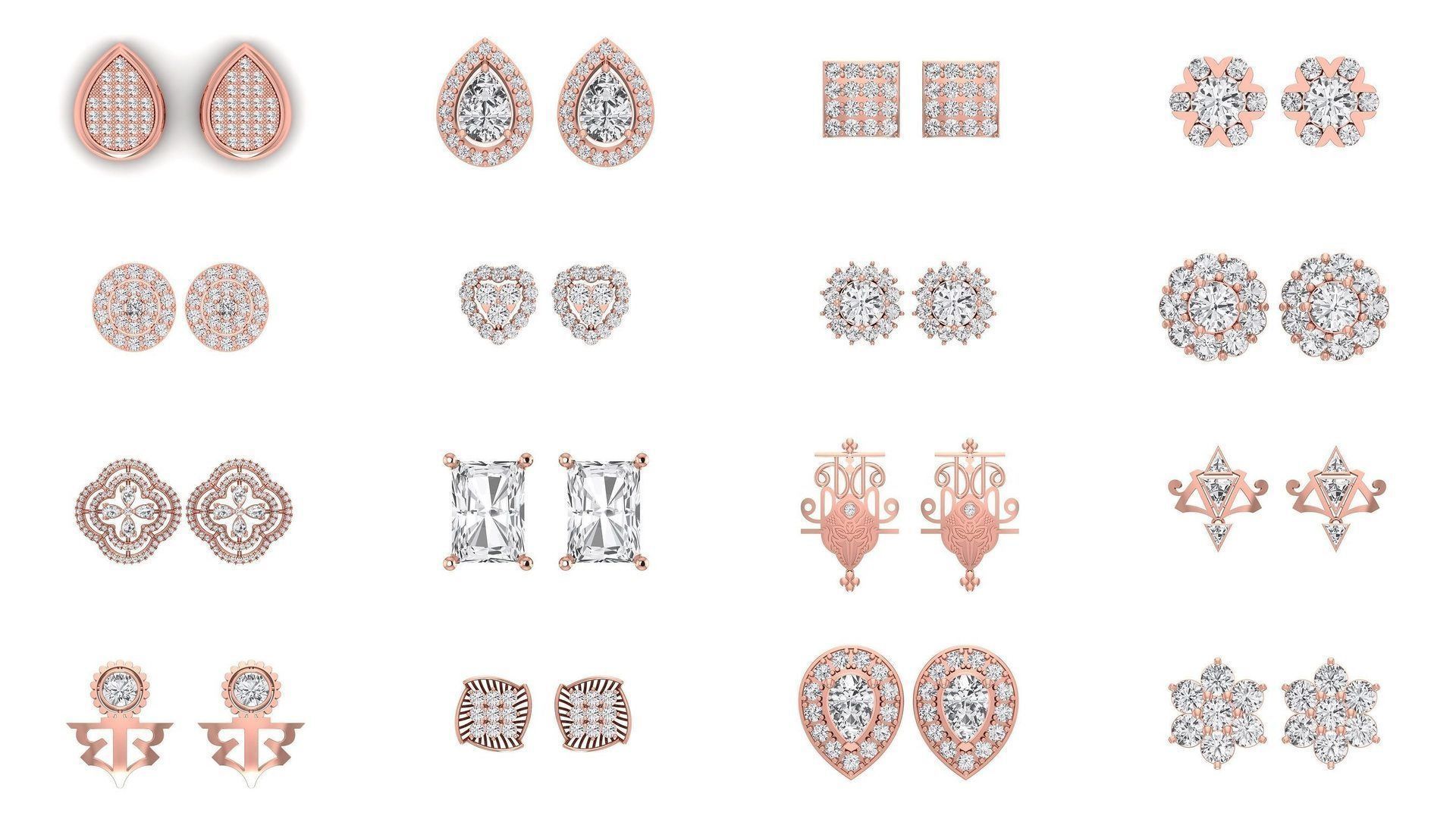 1030 Women Earrings 3dm STL OBJ FBX Renders Details Collection _27
