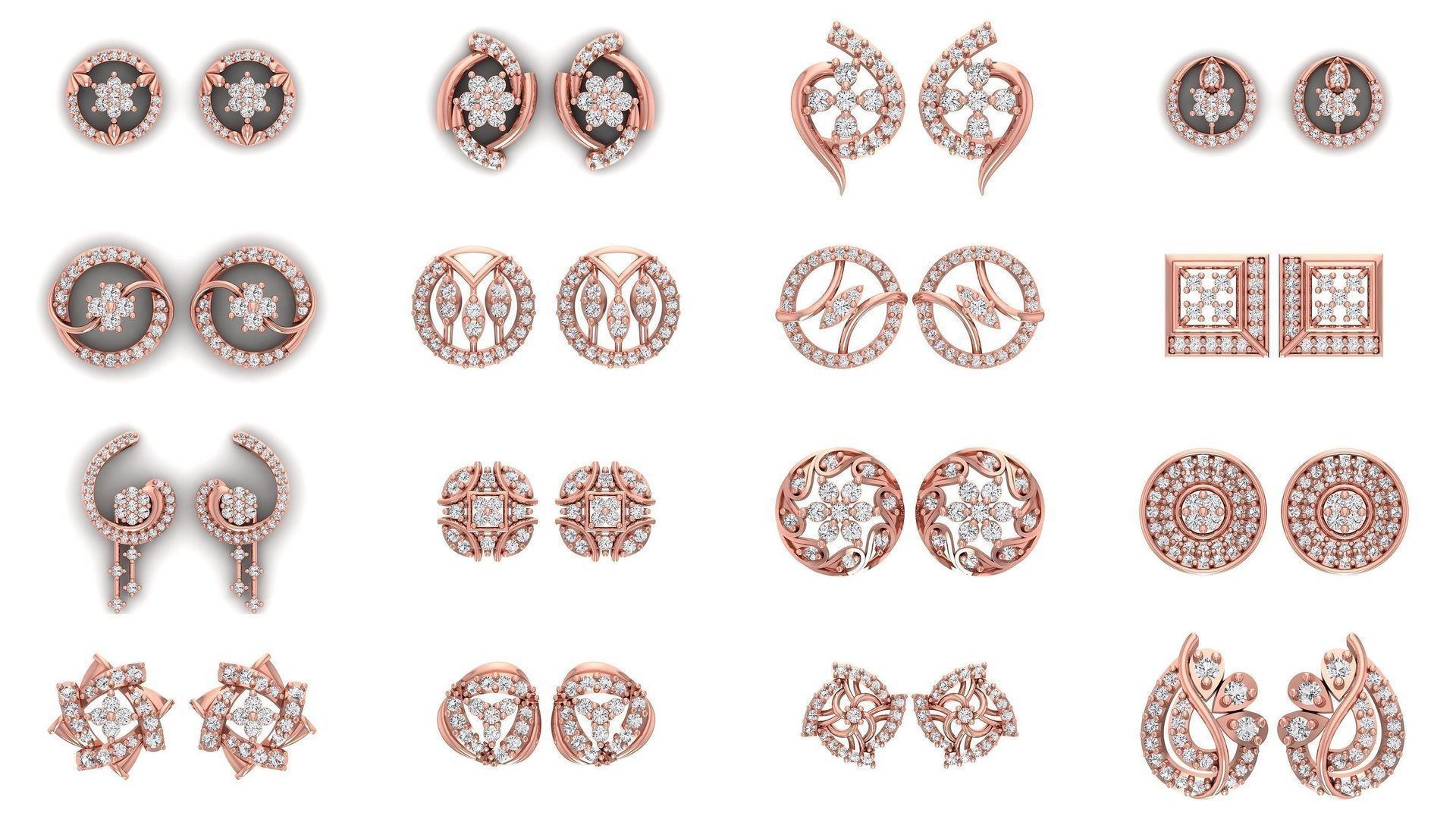 1030 Women Earrings 3dm STL OBJ FBX Renders Details Collection _5