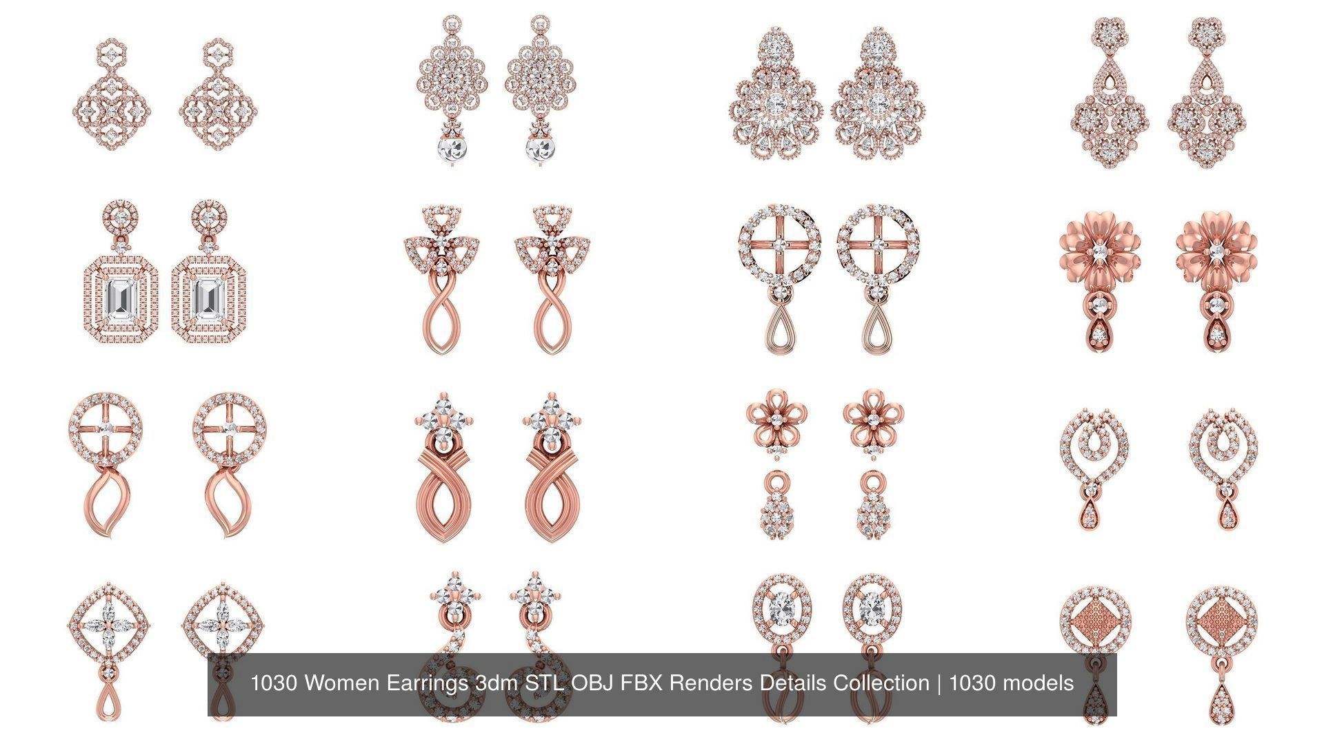 1030 Women Earrings 3dm STL OBJ FBX Renders Details Collection _98