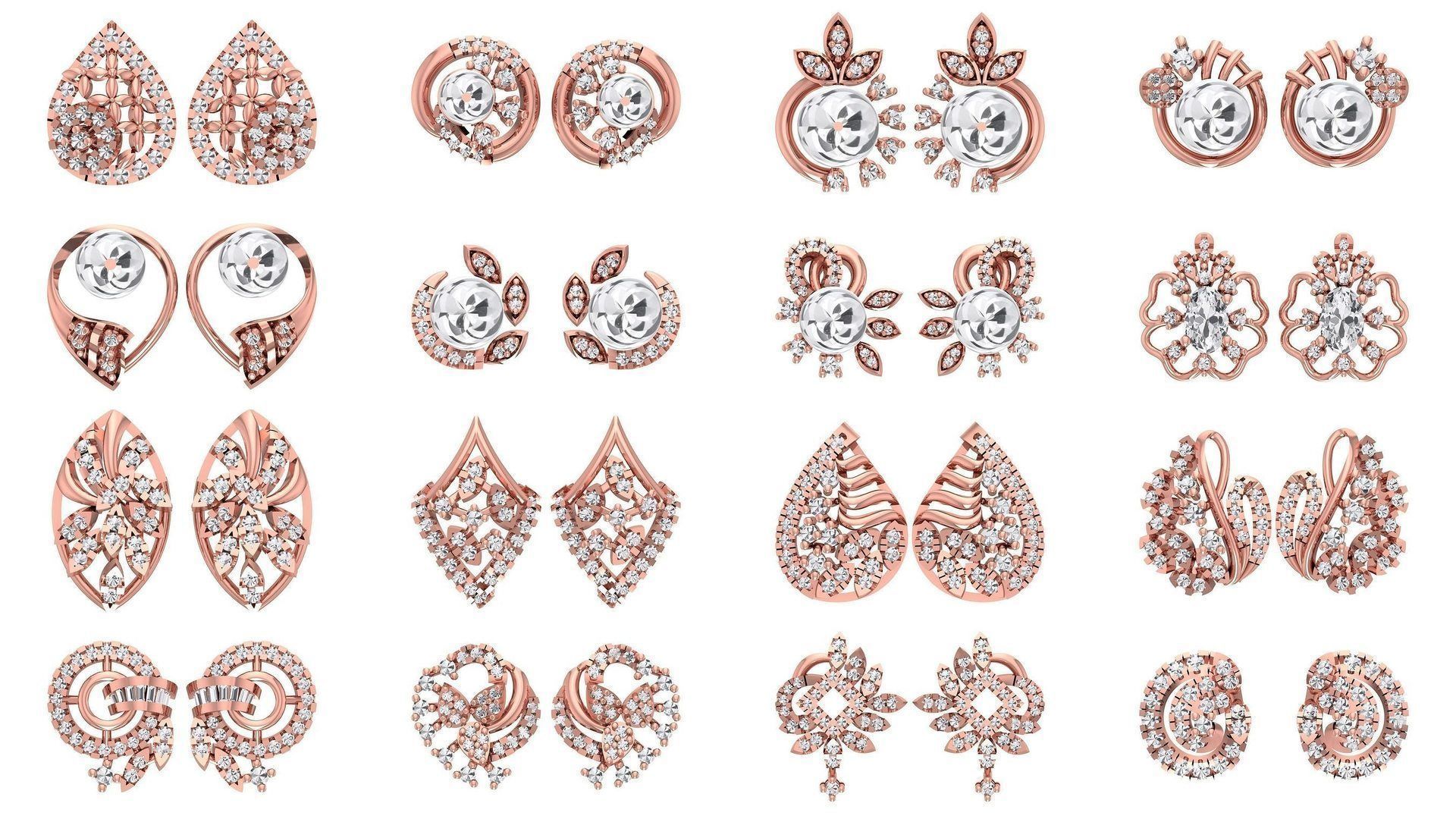1030 Women Earrings 3dm STL OBJ FBX Renders Details Collection _132