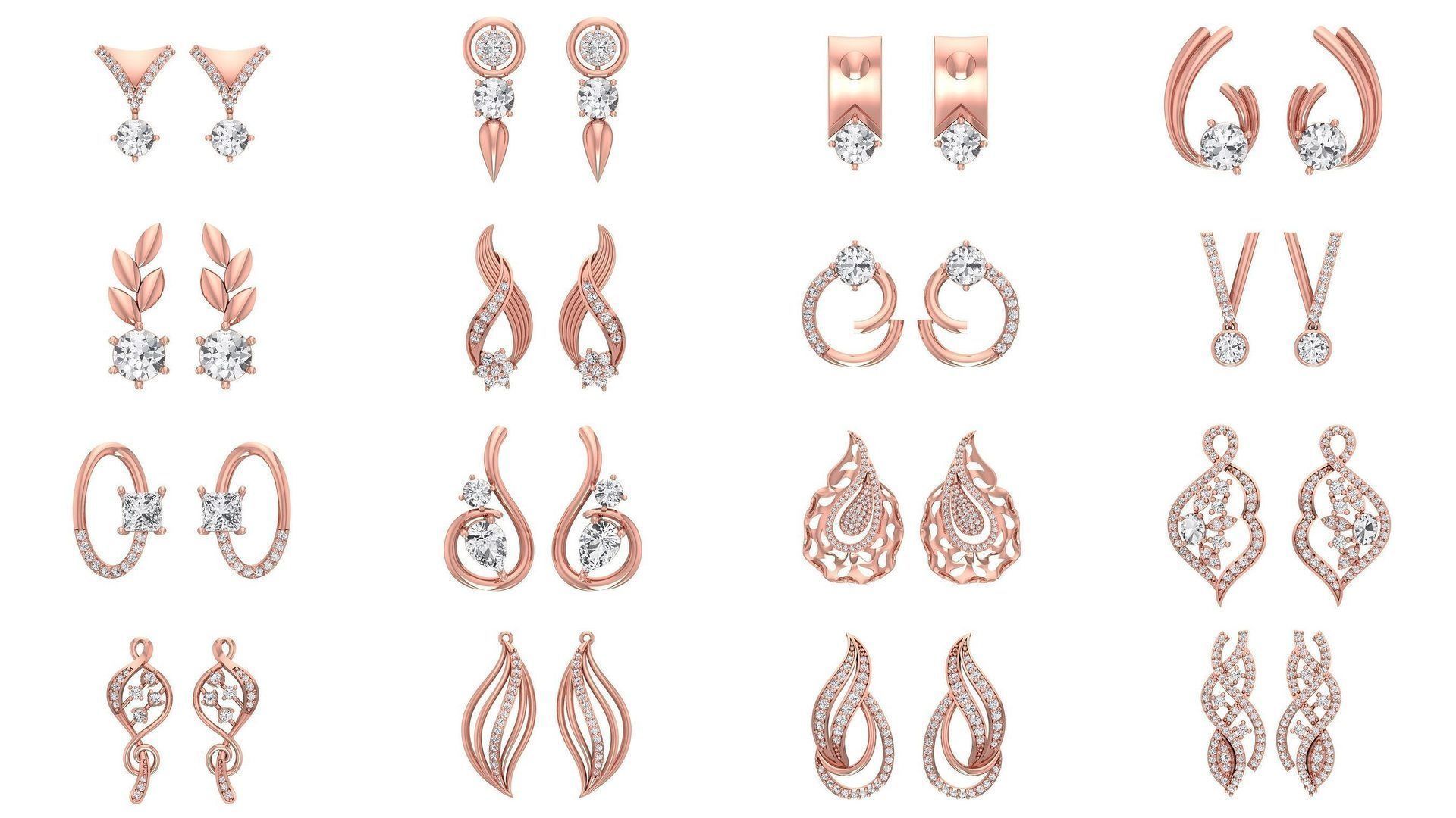 1030 Women Earrings 3dm STL OBJ FBX Renders Details Collection _13