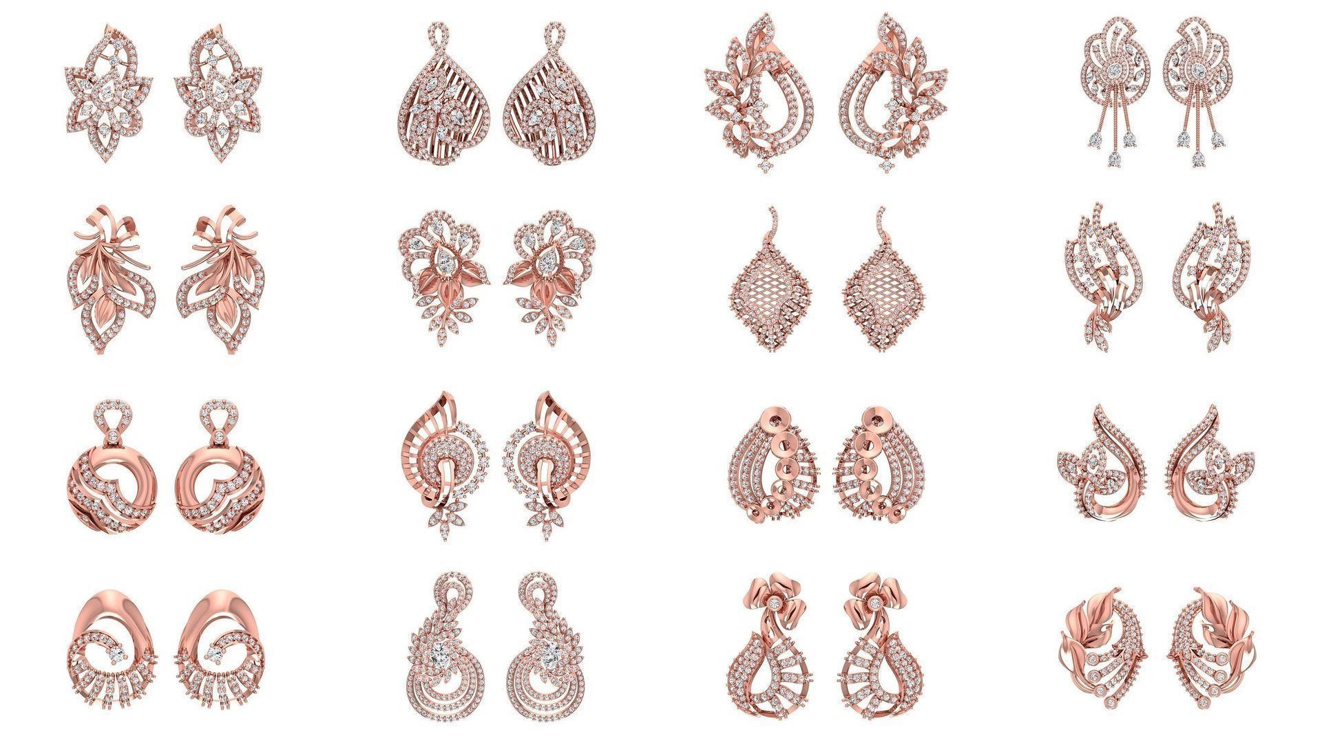 1030 Women Earrings 3dm STL OBJ FBX Renders Details Collection _127