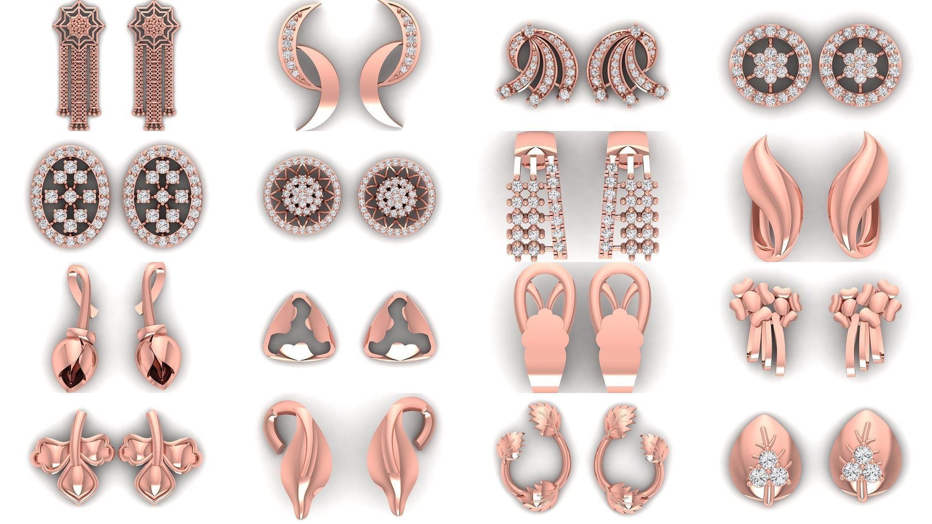 1030 Women Earrings 3dm STL OBJ FBX Renders Details Collection _138