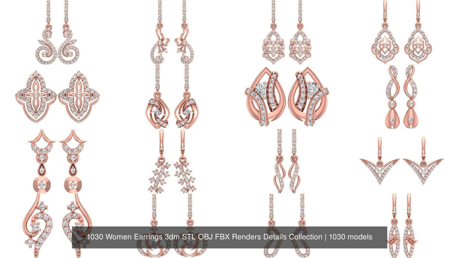 1030 Women Earrings 3dm STL OBJ FBX Renders Details Collection _122