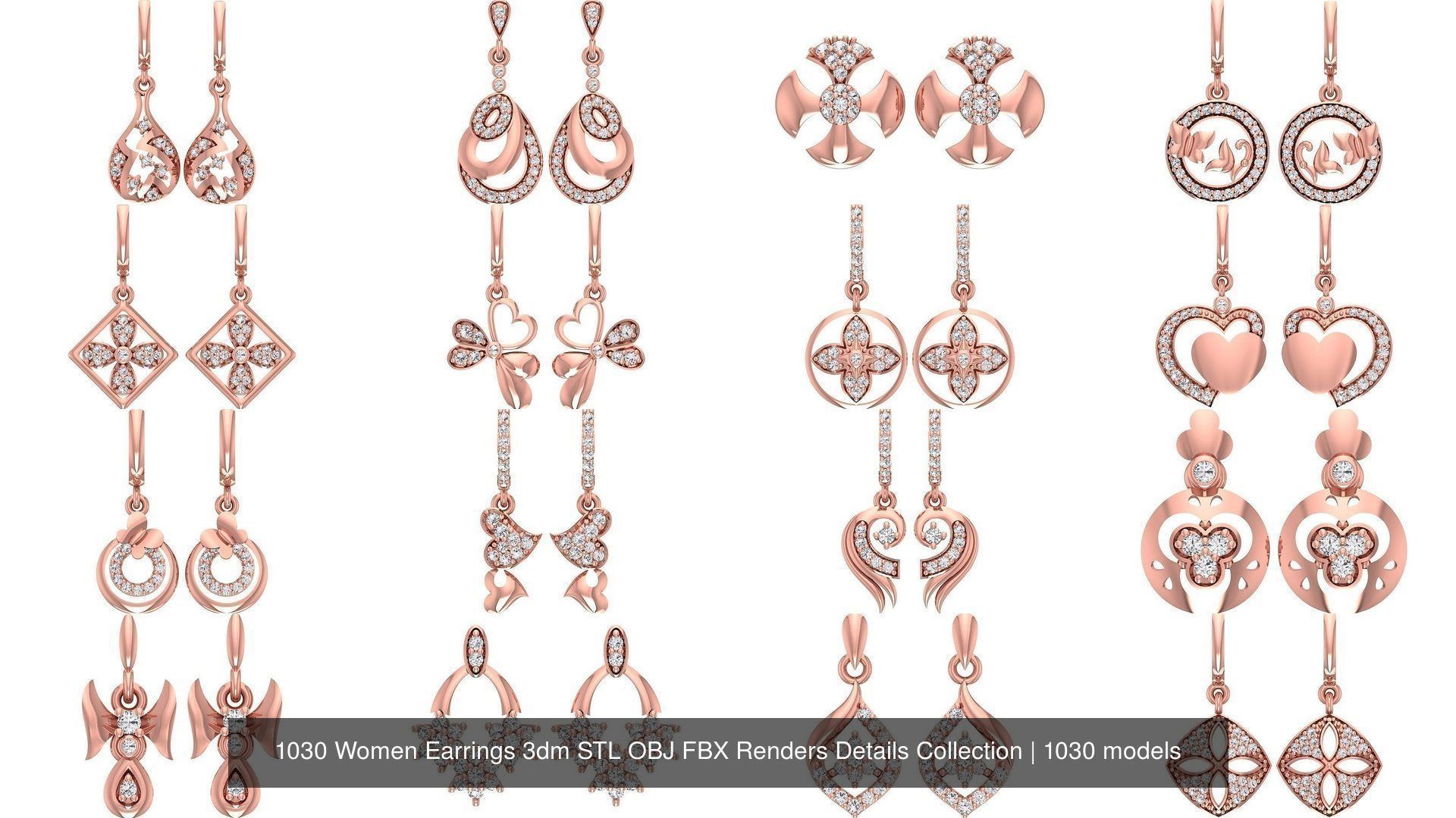 1030 Women Earrings 3dm STL OBJ FBX Renders Details Collection _116