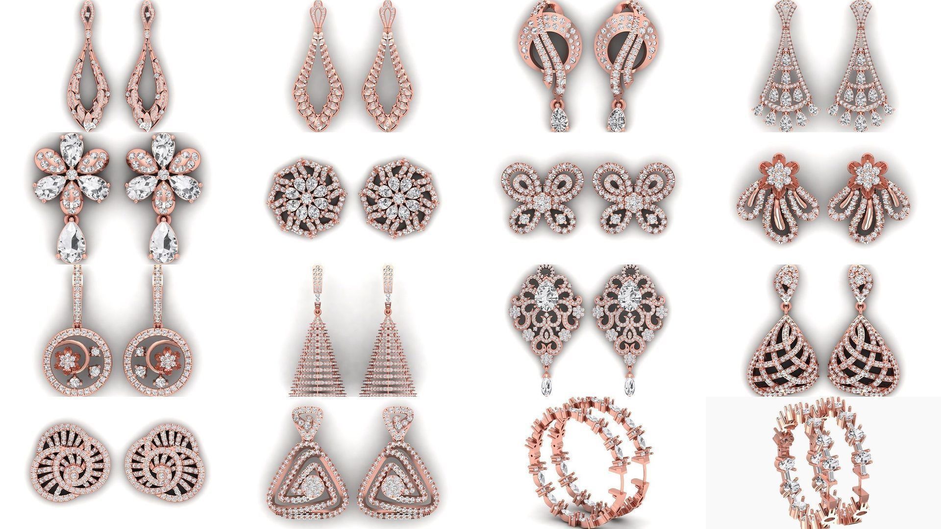 1030 Women Earrings 3dm STL OBJ FBX Renders Details Collection _87