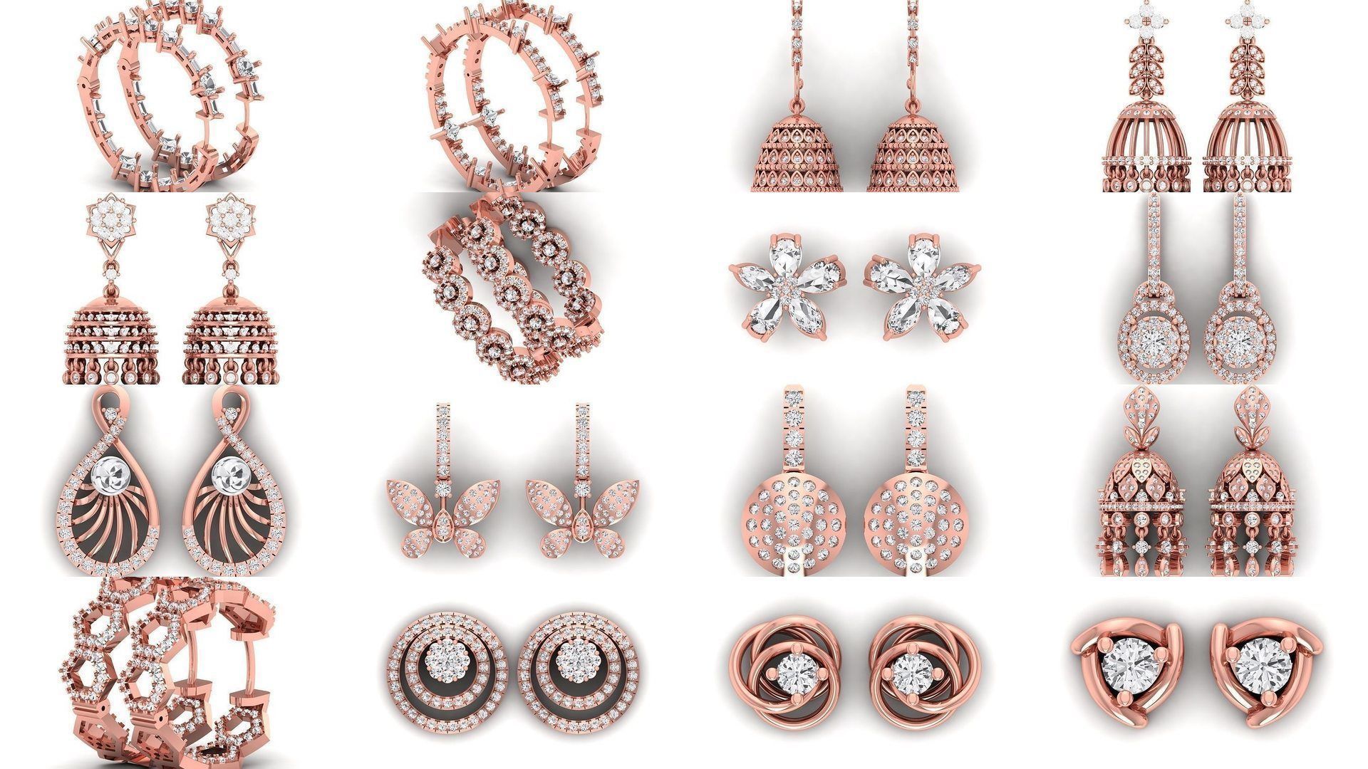1030 Women Earrings 3dm STL OBJ FBX Renders Details Collection _91