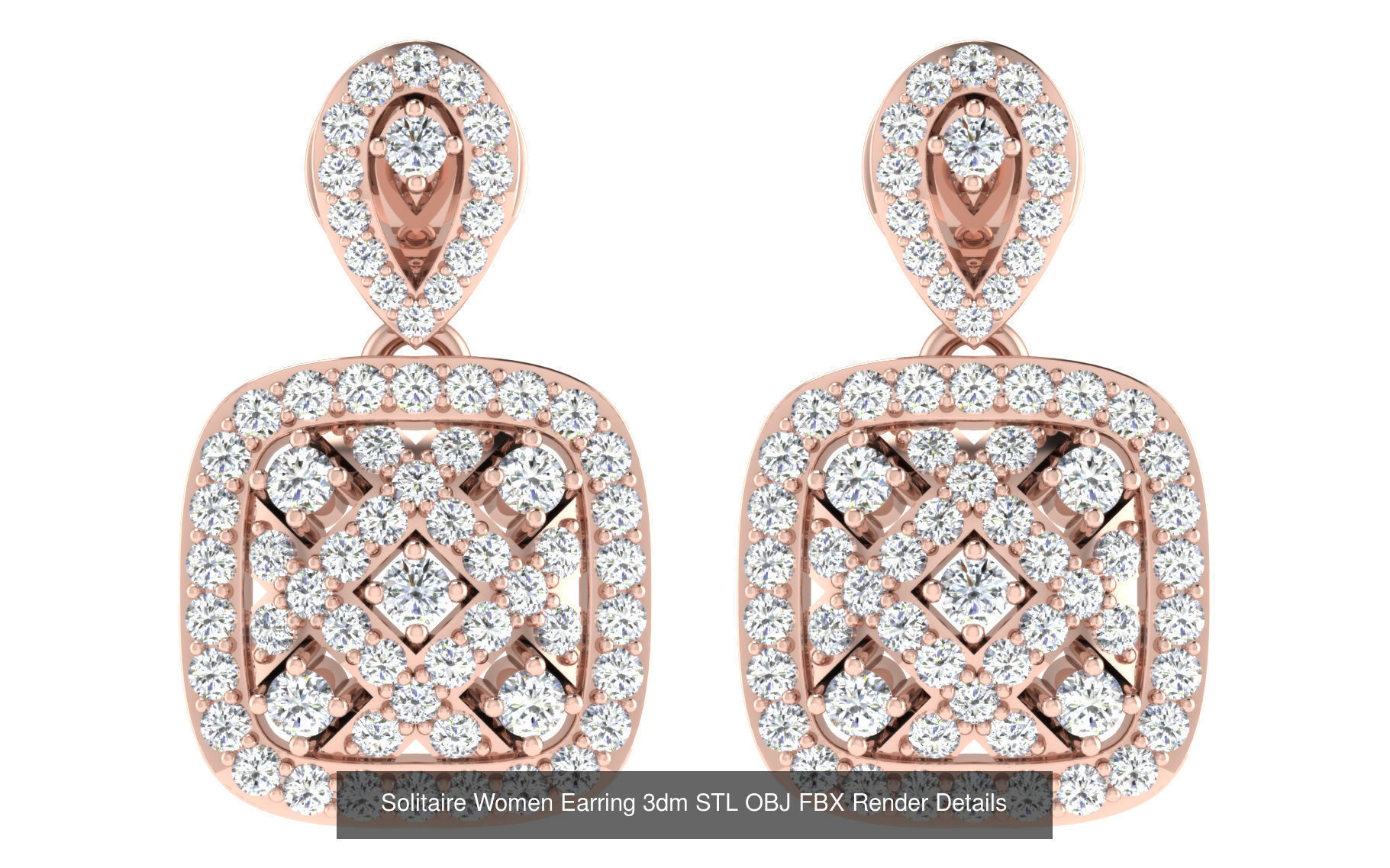 1030 Women Earrings 3dm STL OBJ FBX Renders Details Collection _33