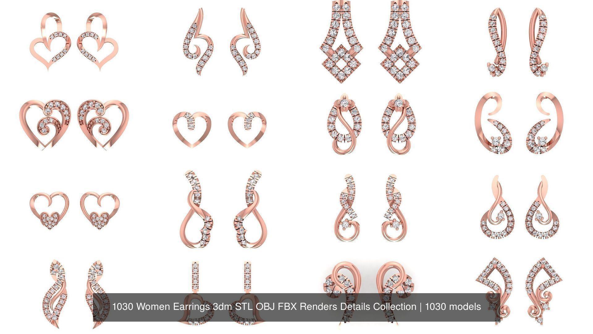 1030 Women Earrings 3dm STL OBJ FBX Renders Details Collection _44