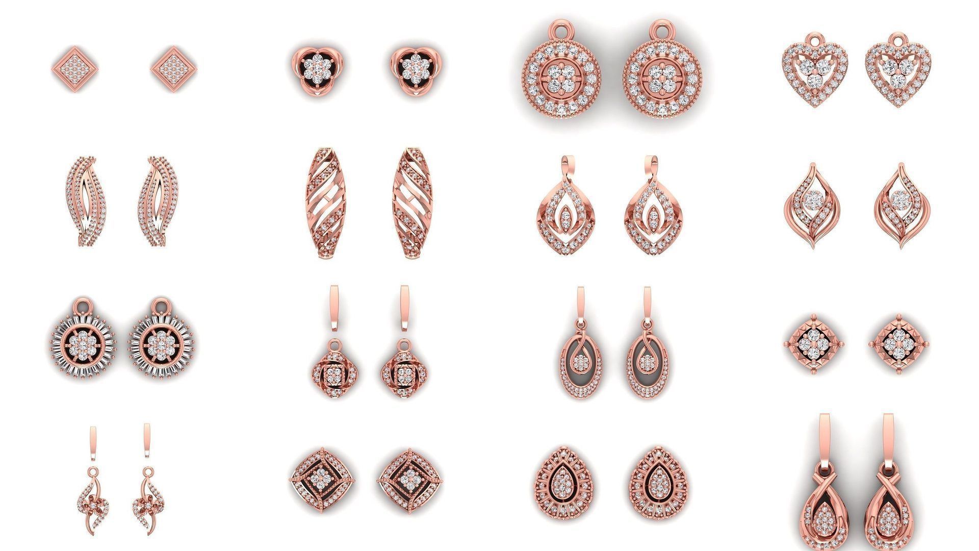 1030 Women Earrings 3dm STL OBJ FBX Renders Details Collection _21