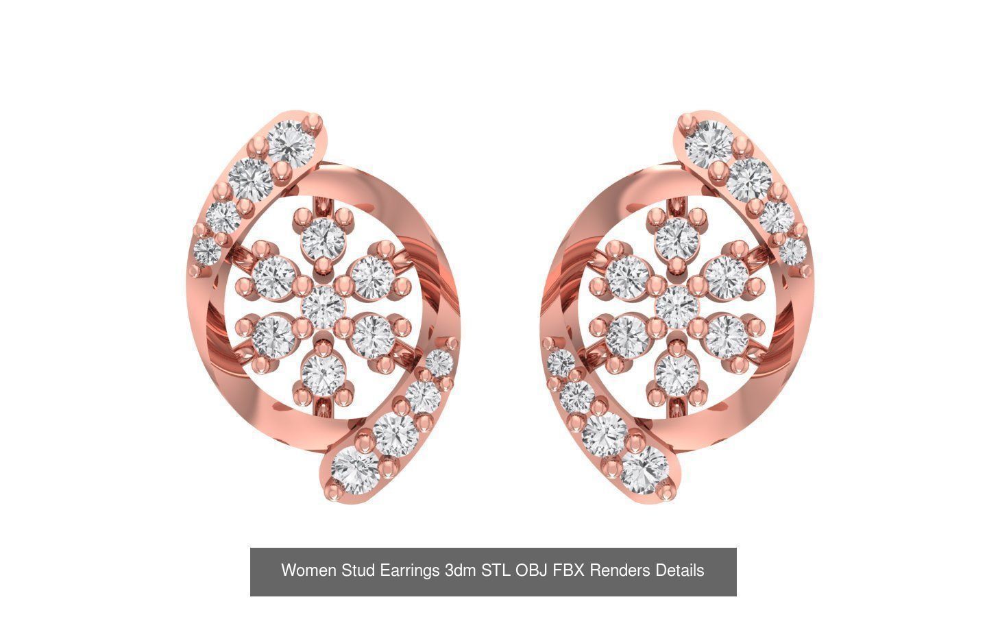 1030 Women Earrings 3dm STL OBJ FBX Renders Details Collection _61