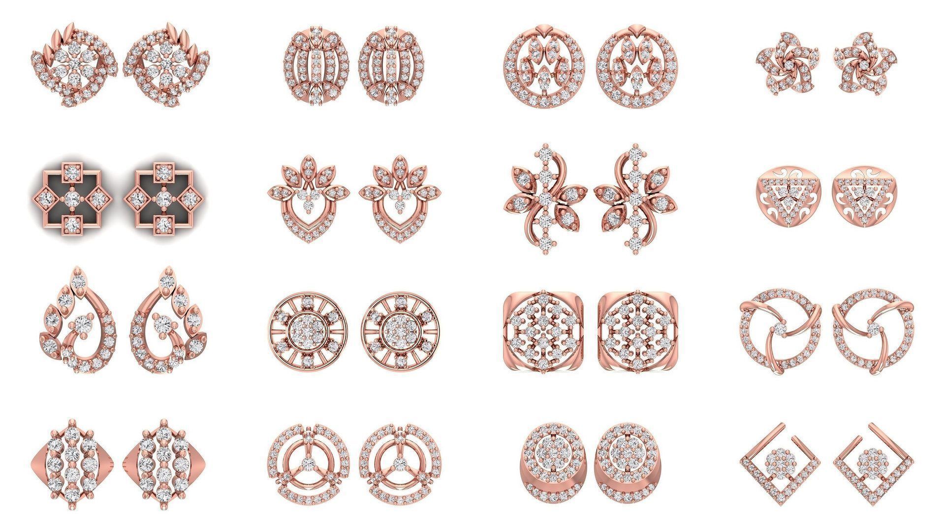1030 Women Earrings 3dm STL OBJ FBX Renders Details Collection _7