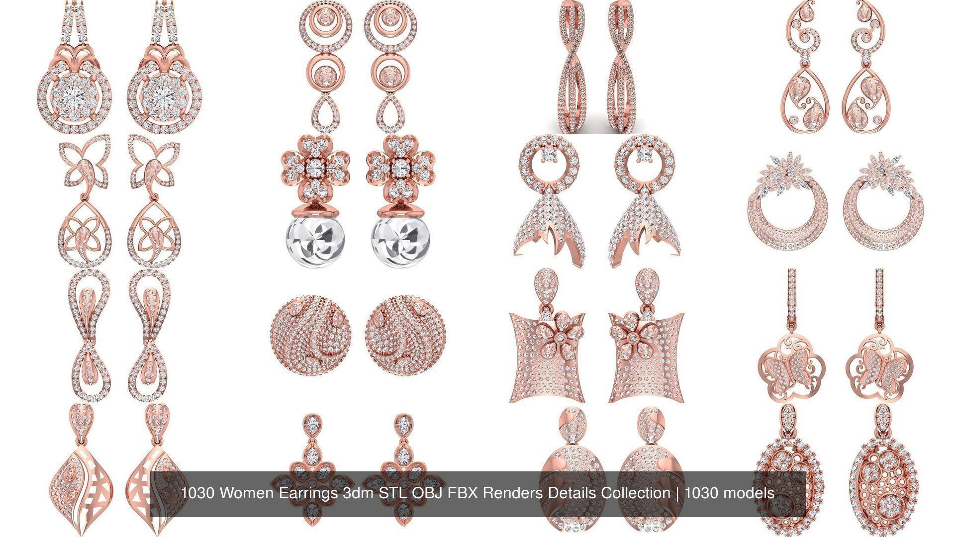 1030 Women Earrings 3dm STL OBJ FBX Renders Details Collection _66