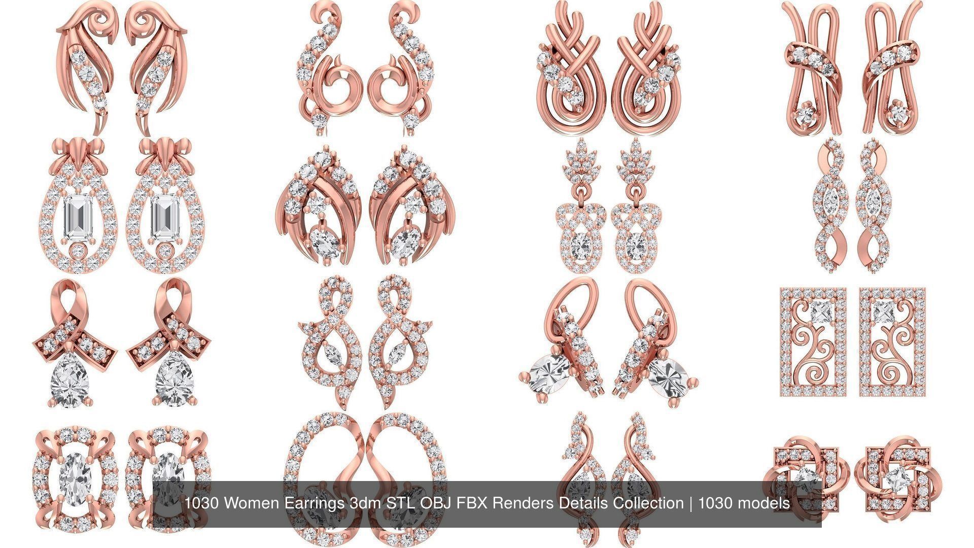1030 Women Earrings 3dm STL OBJ FBX Renders Details Collection _112