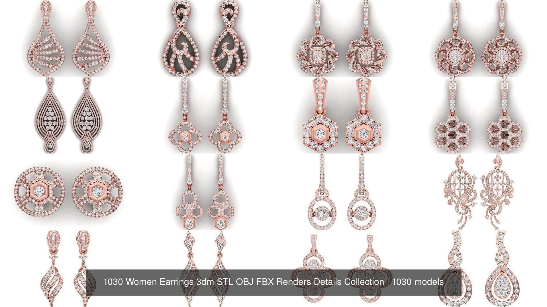 1030 Women Earrings 3dm STL OBJ FBX Renders Details Collection _62