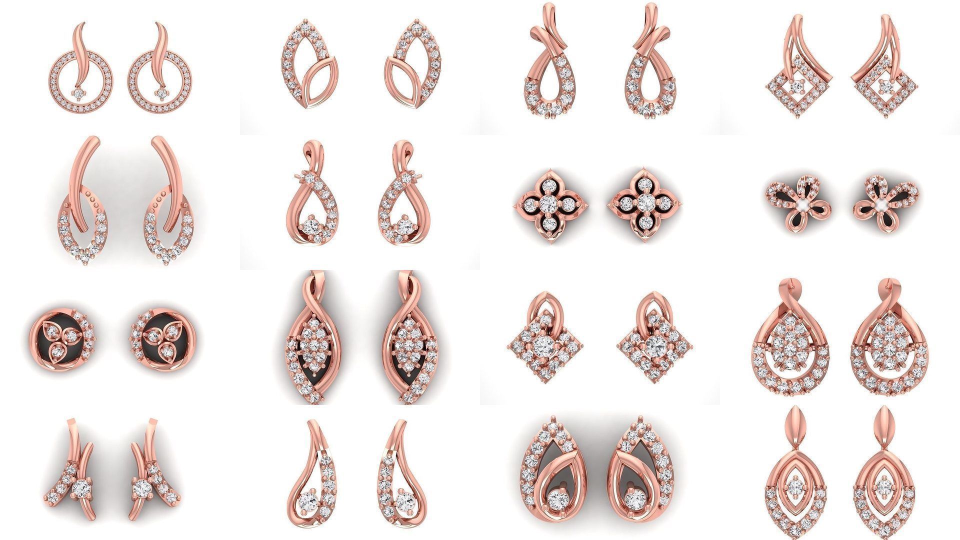 1030 Women Earrings 3dm STL OBJ FBX Renders Details Collection _19