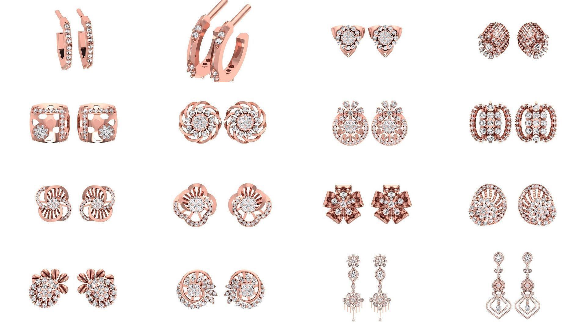 1030 Women Earrings 3dm STL OBJ FBX Renders Details Collection _35