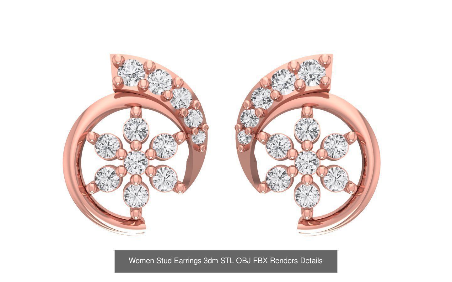 1030 Women Earrings 3dm STL OBJ FBX Renders Details Collection _53