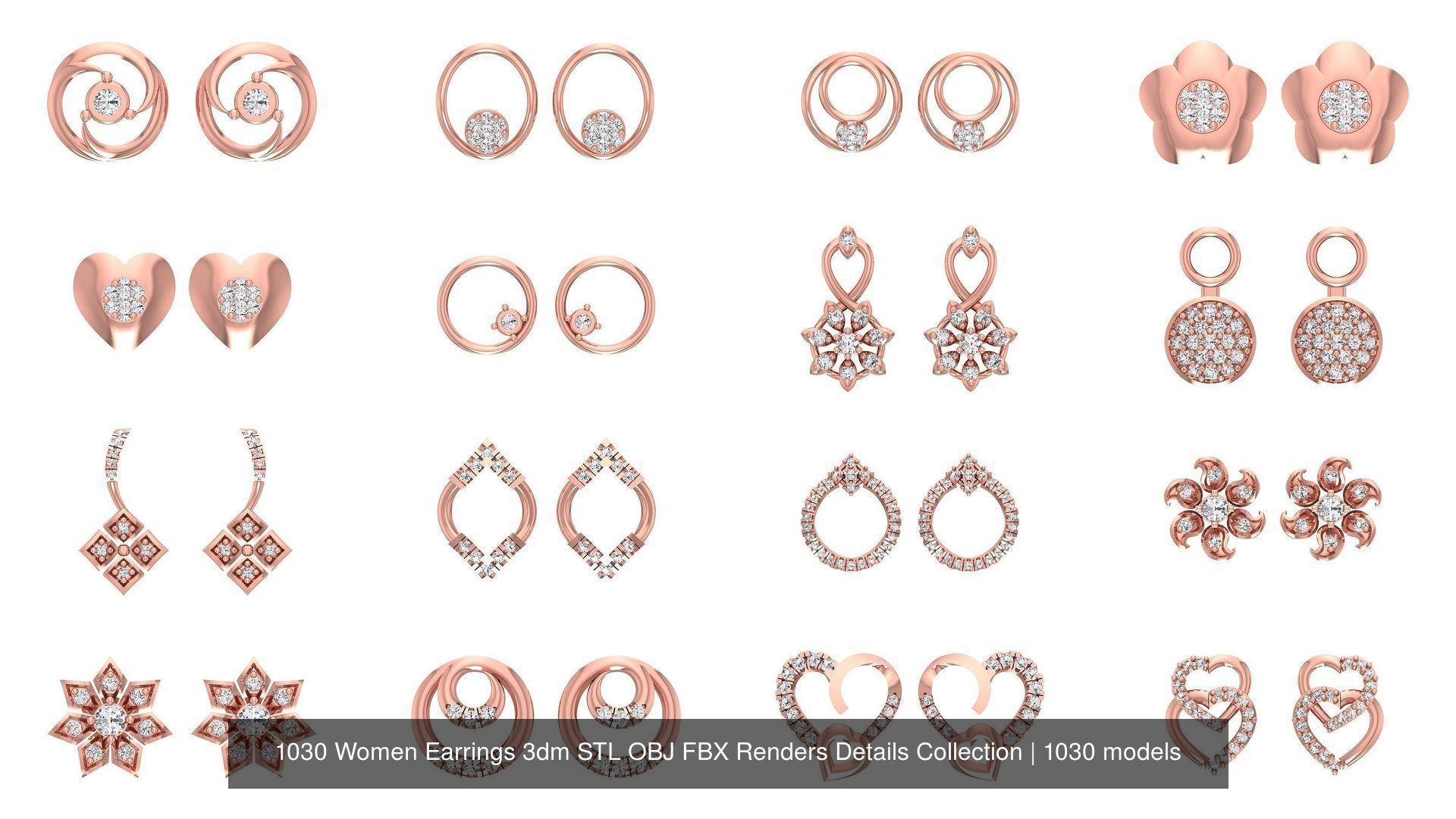 1030 Women Earrings 3dm STL OBJ FBX Renders Details Collection _42