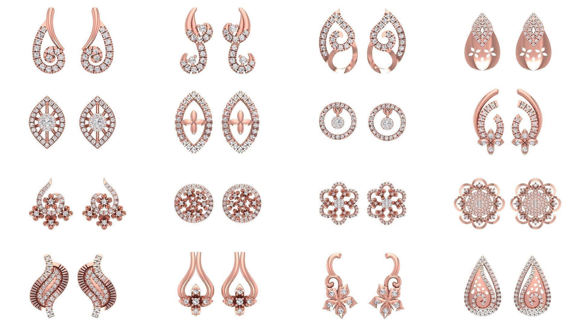 1030 Women Earrings 3dm STL OBJ FBX Renders Details Collection _67