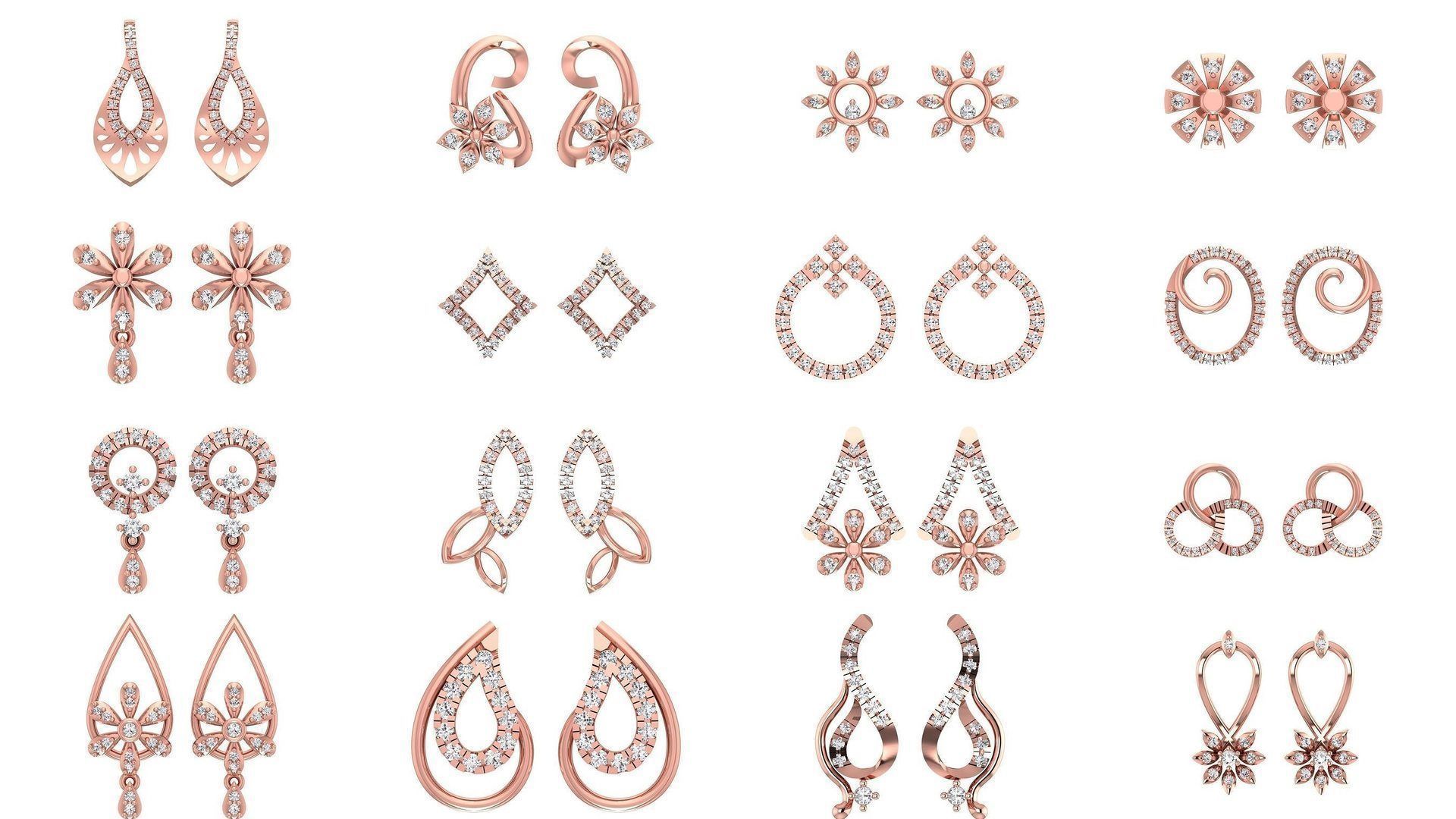 1030 Women Earrings 3dm STL OBJ FBX Renders Details Collection _71