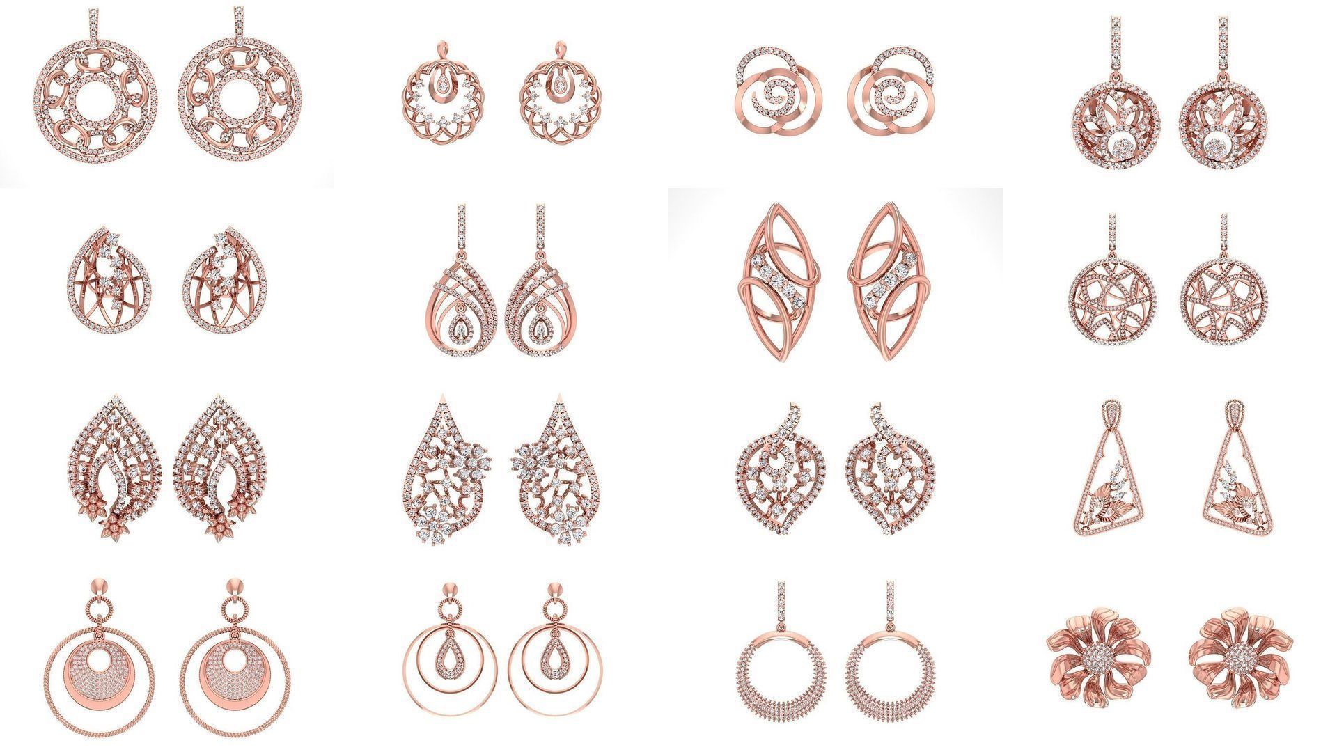 1030 Women Earrings 3dm STL OBJ FBX Renders Details Collection _47