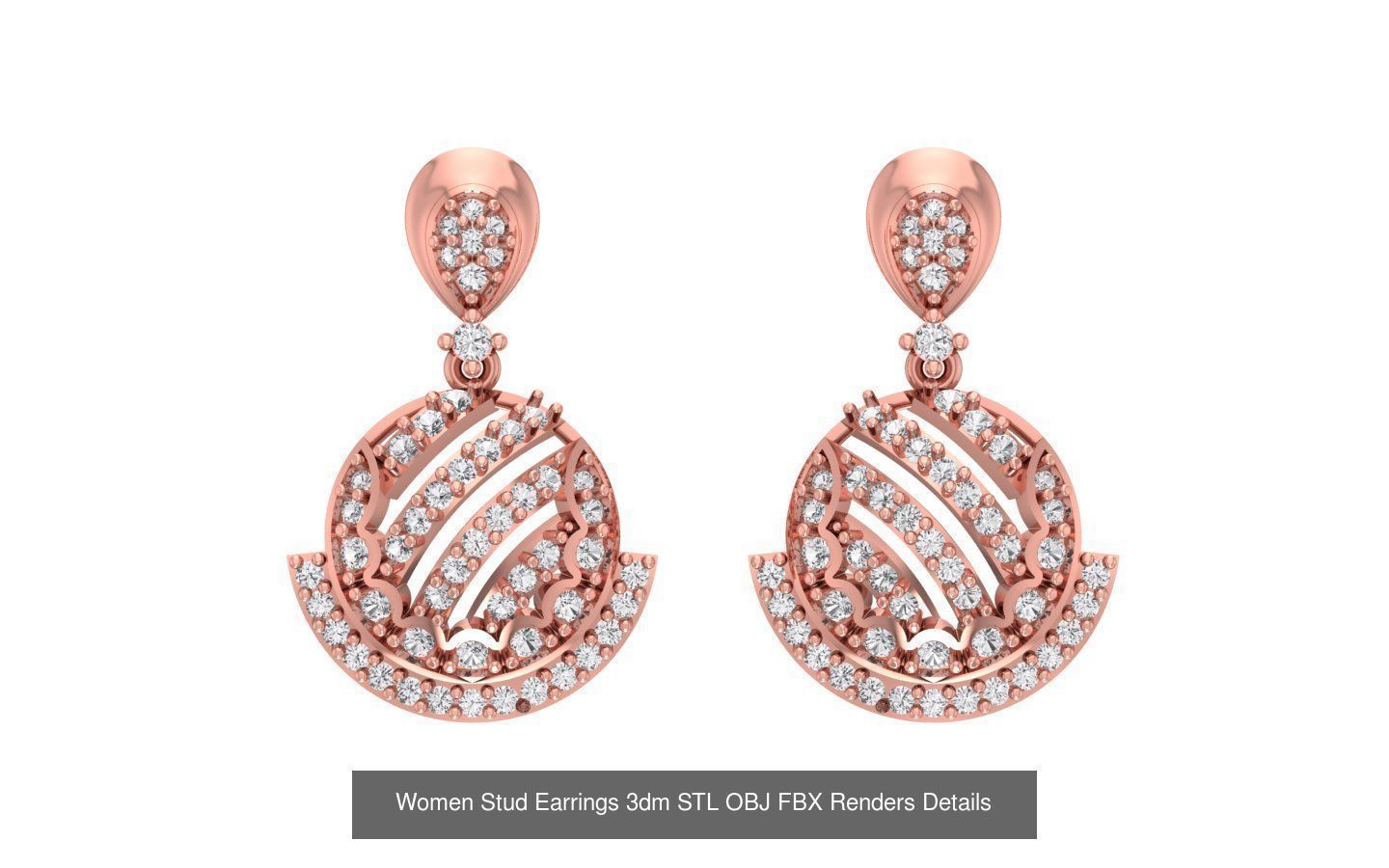 1030 Women Earrings 3dm STL OBJ FBX Renders Details Collection _113