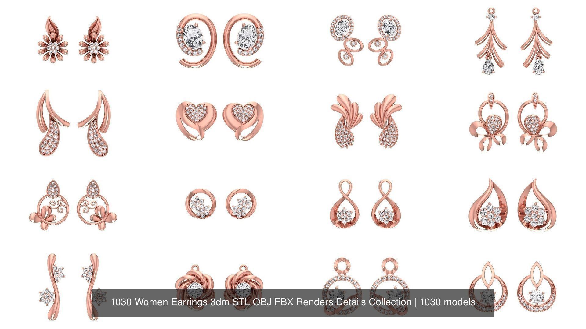 1030 Women Earrings 3dm STL OBJ FBX Renders Details Collection _12