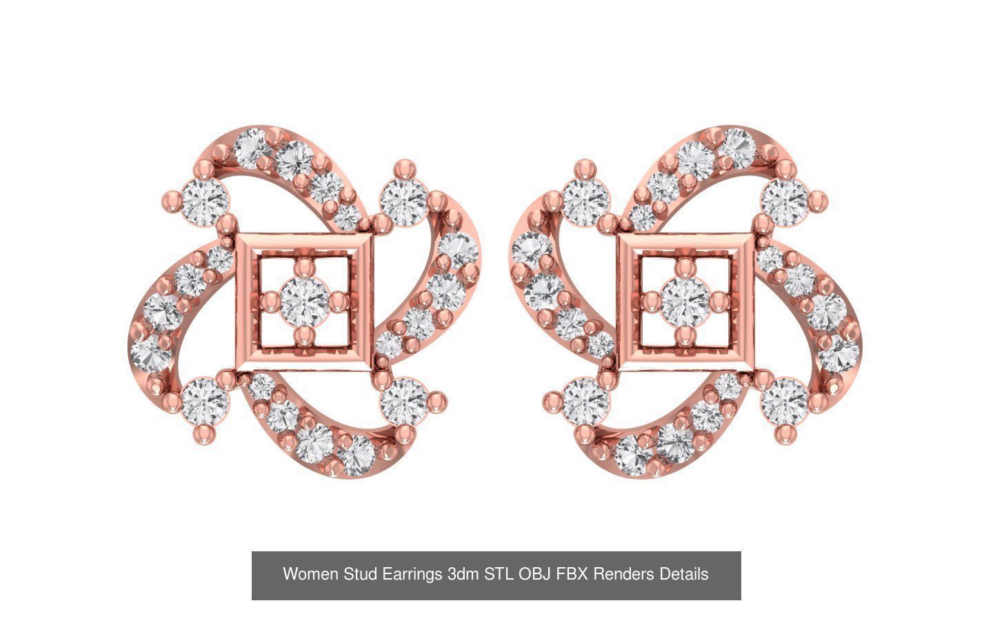 1030 Women Earrings 3dm STL OBJ FBX Renders Details Collection _143