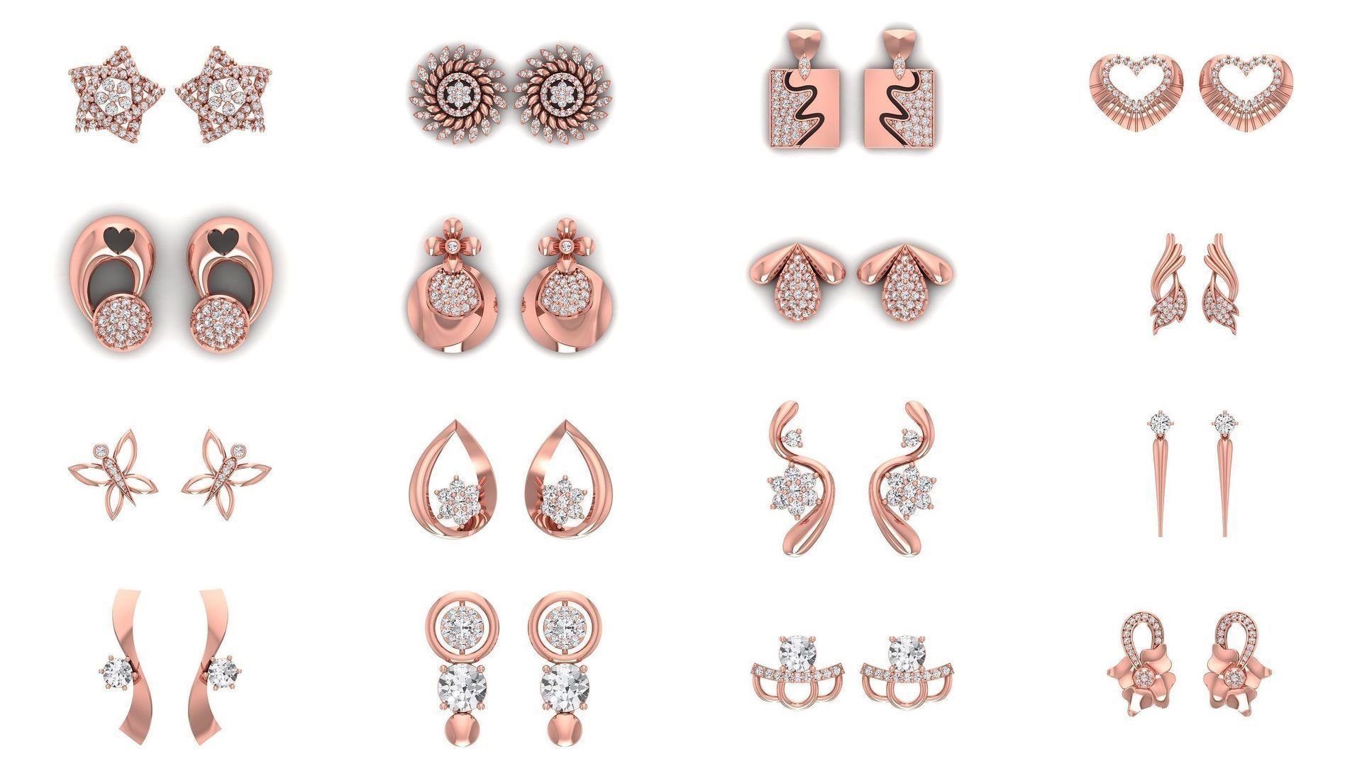 1030 Women Earrings 3dm STL OBJ FBX Renders Details Collection _9