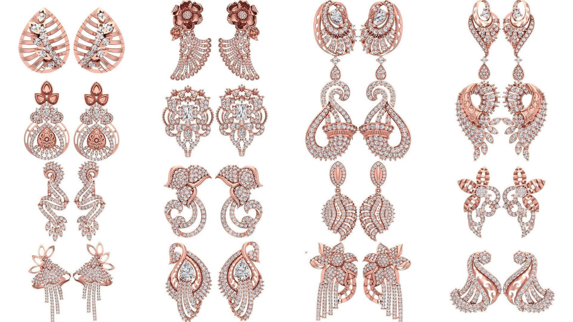 1030 Women Earrings 3dm STL OBJ FBX Renders Details Collection _134